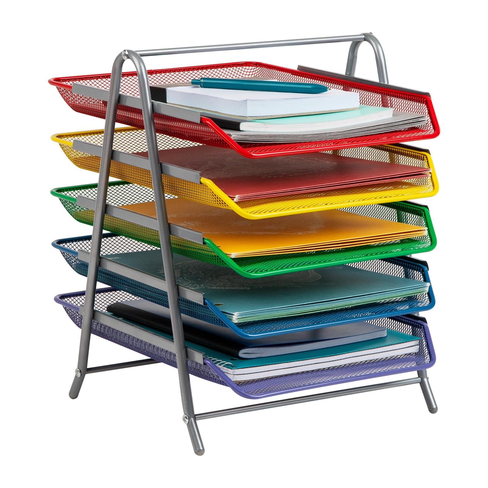 Mind Reader 5-Tier Paper Tray Organizer 11.8″ x 14″ x 15″, Assorted Colors
