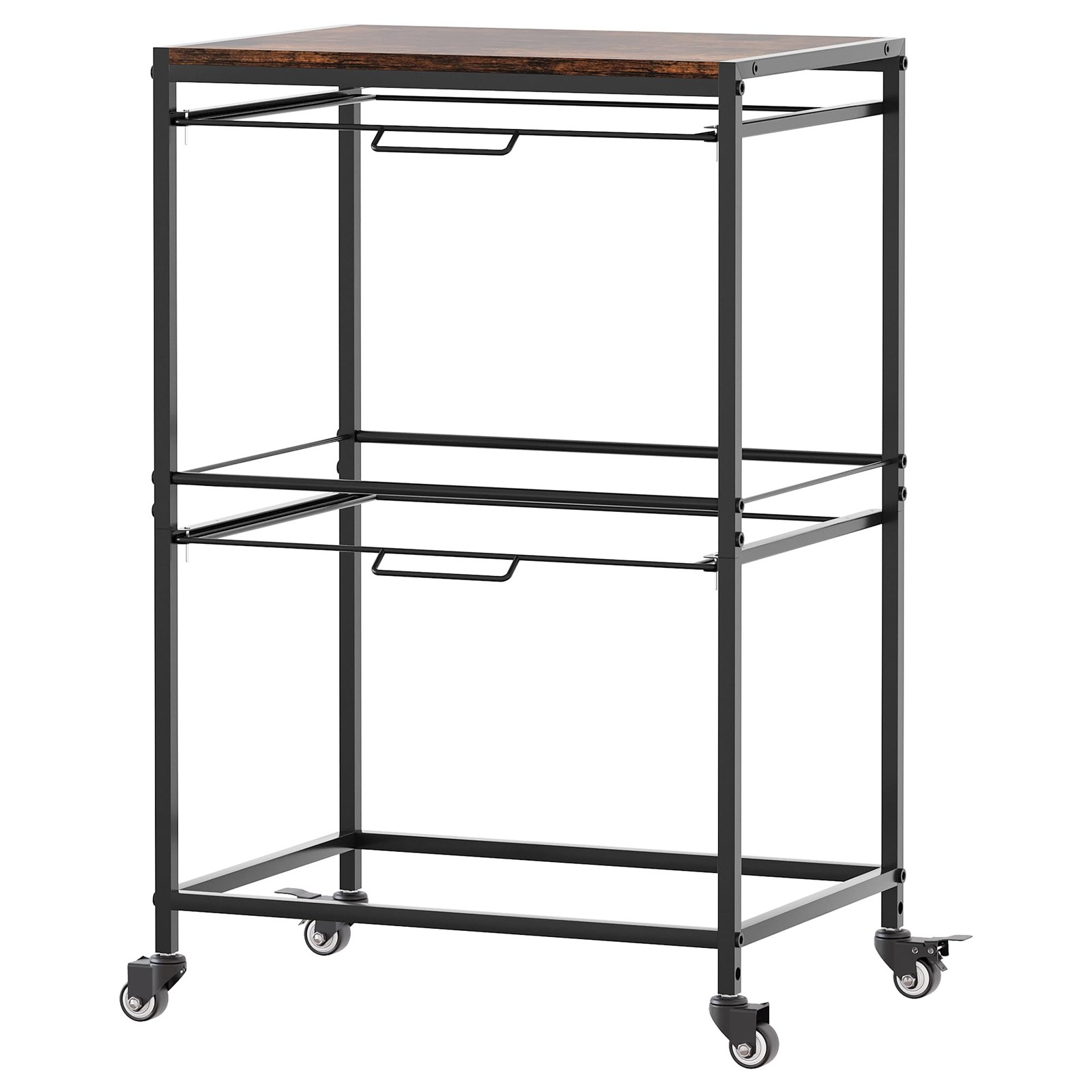 Rolling Hanging File Folder Cart, 2 Tier Metal Pull-Out File Rack for Letter …