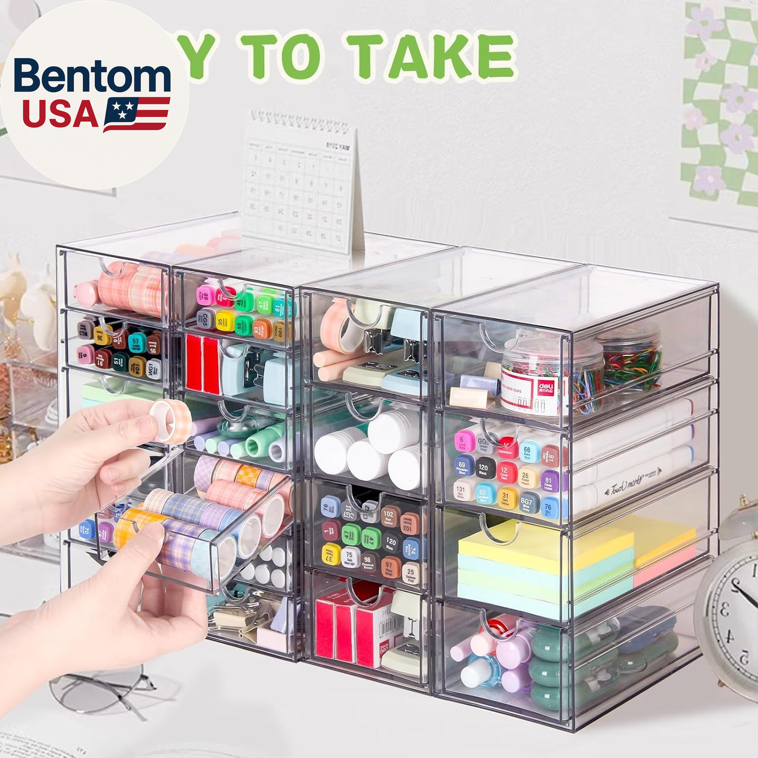 Acrylic Organizer with Drawers | 20 Drawers 4 Sets | Desk Organizer and Storage,