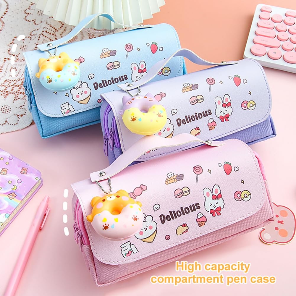 Pencil Case for Girls, Kids Large Capacity Cute Pencil Box with Compartments …