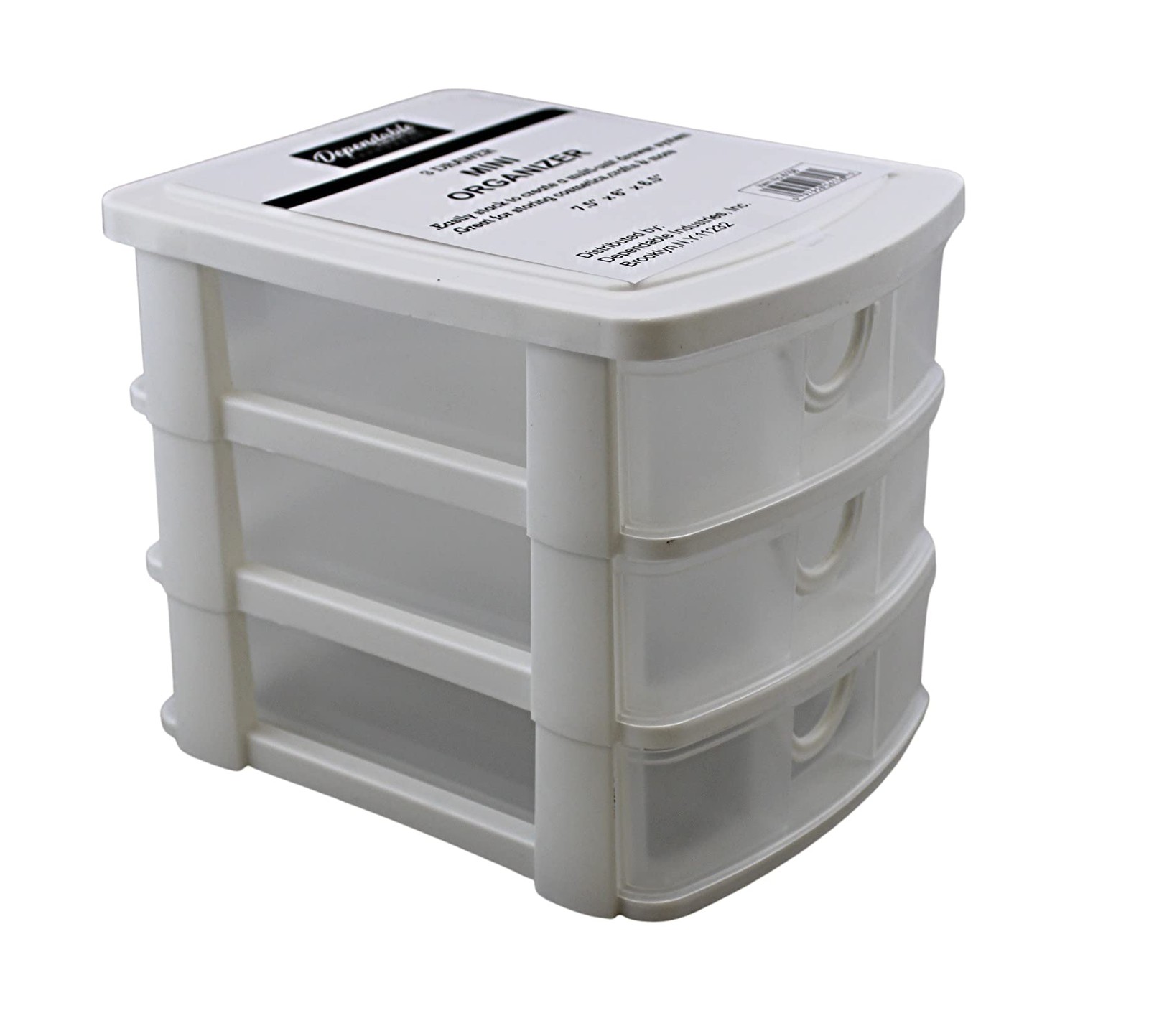 3 Drawer Mini Plastic Organizer Valet Makeup HBA Cosmetics Arts & White