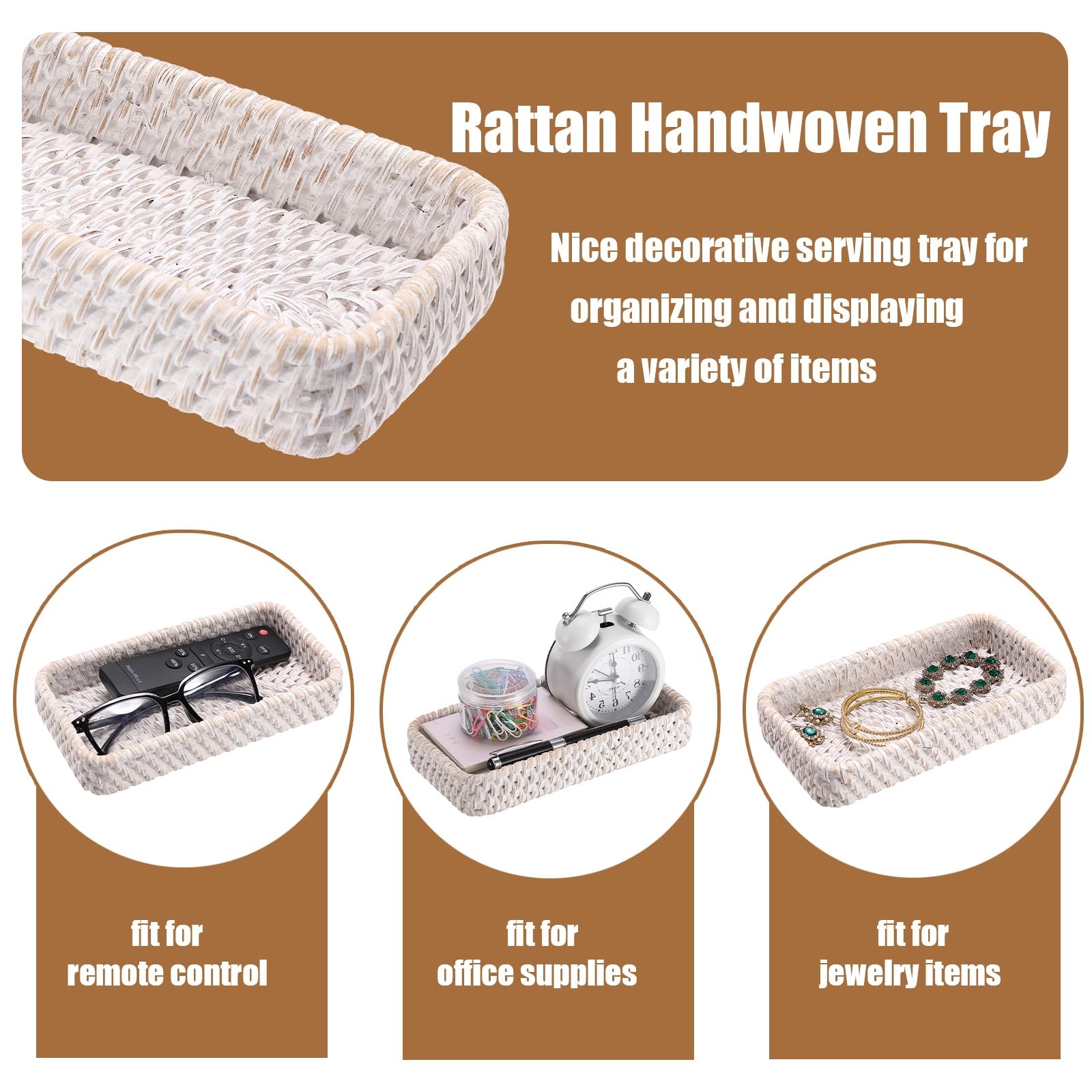 Small Remote Basket for Coffee Table Entryway Living Room Rattan Serving Tray…