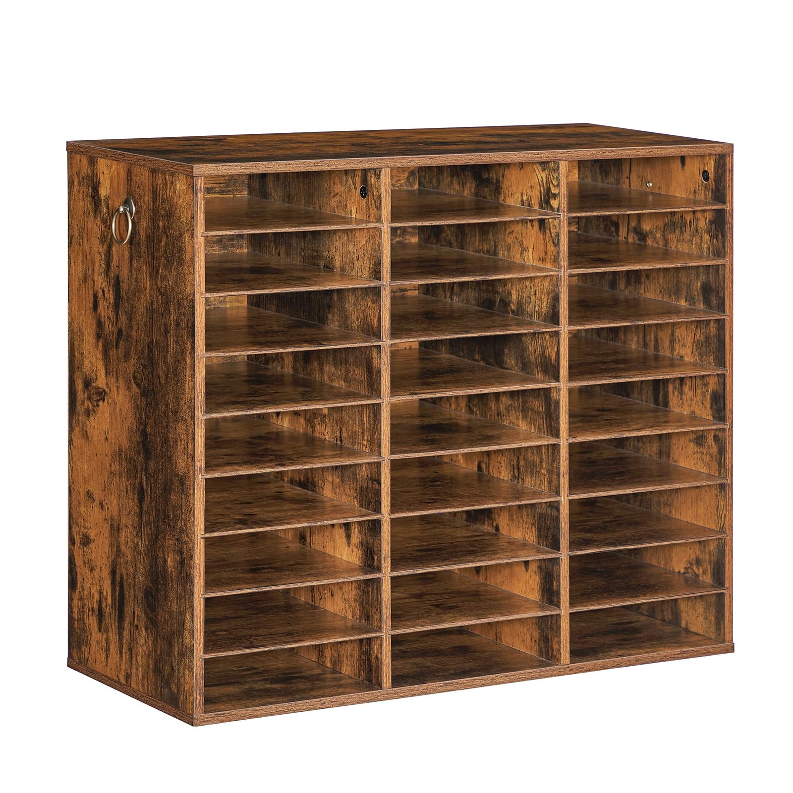HOOBRO Literature Organizer, 27 Compartments Wooden Mail 23.8″H, Rustic Brown