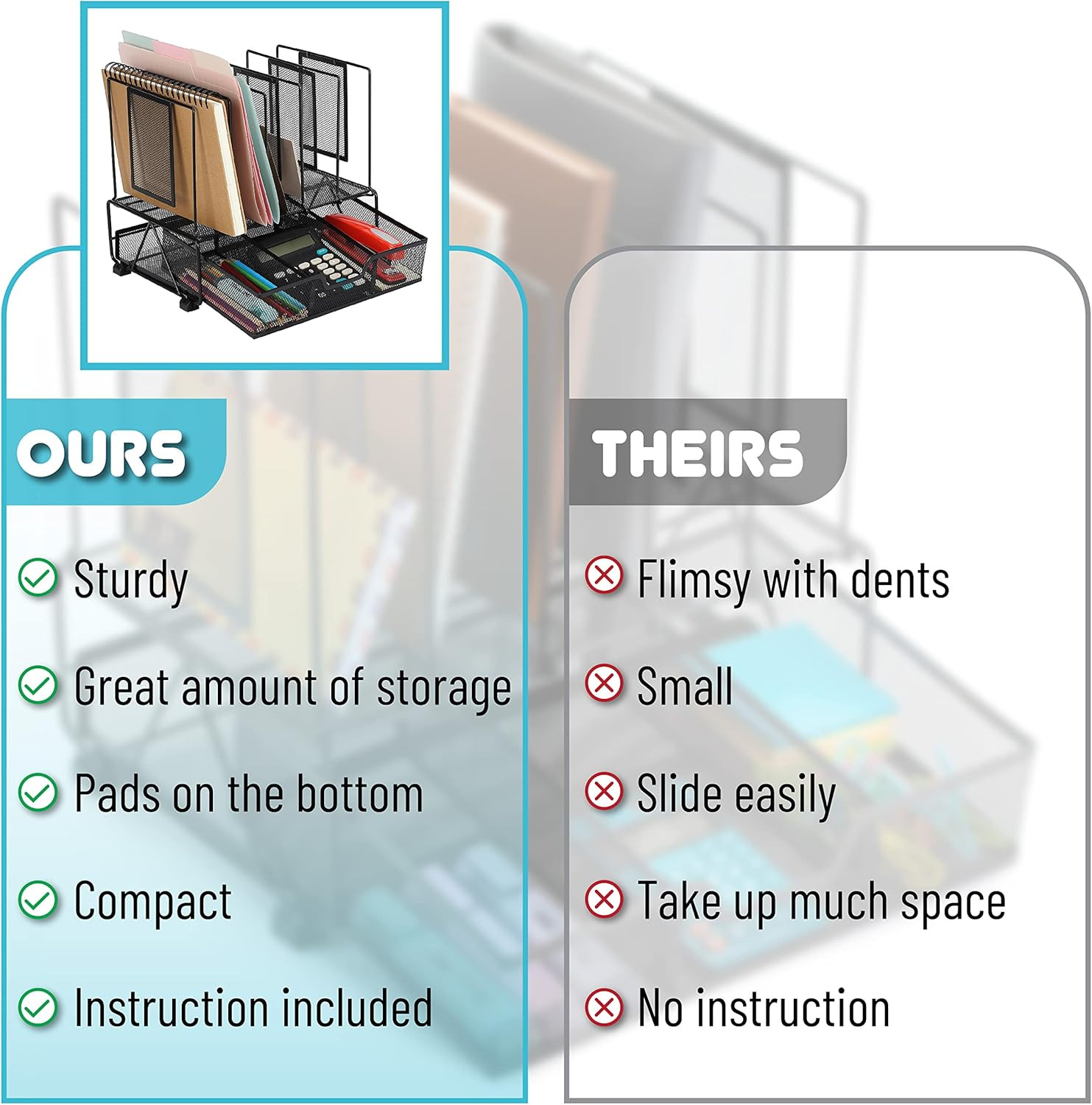 – Mesh Desk Organizer with Drawer, Office Desk Organizers and Accessories, Deskt