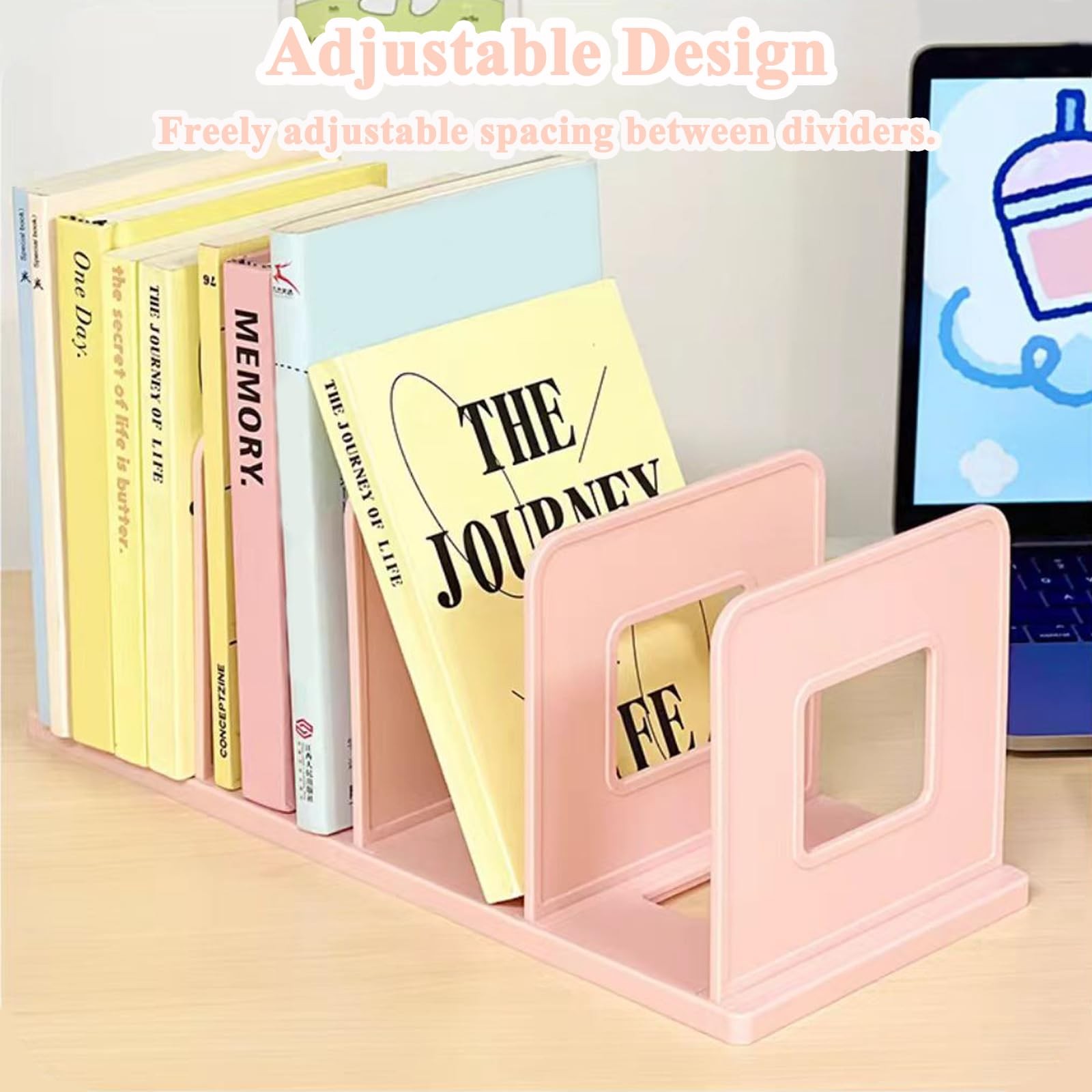 Vertical Desk File Sorter Folder Organizer Plastic Magazine Rack Pink 4 Slot
