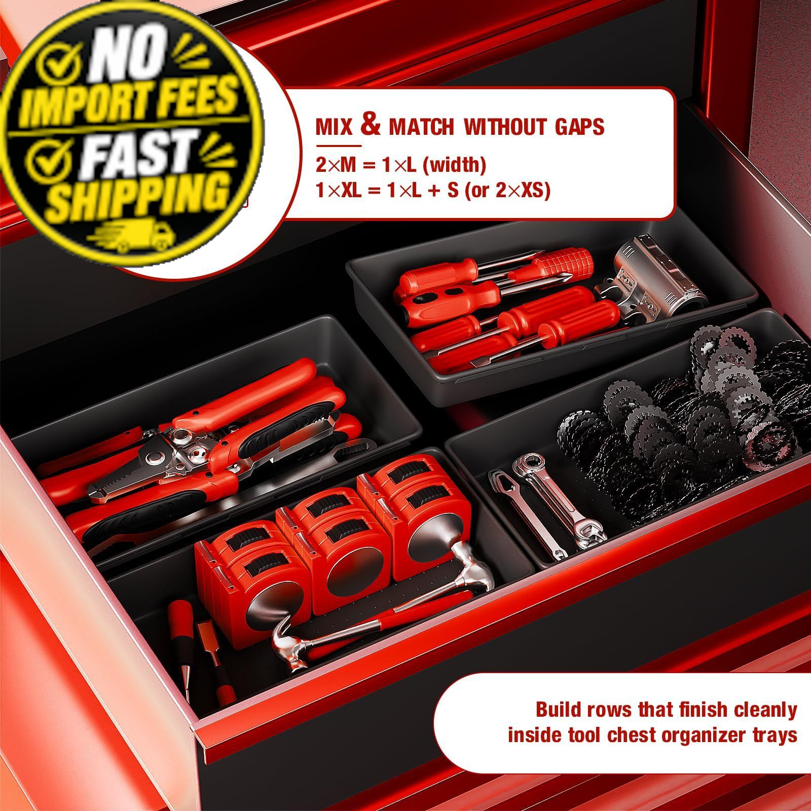 inihpocv 【48PCS & 5 Sizes】 Tool Box Organizer Tray, 2 inches, 48PCS(5 size)