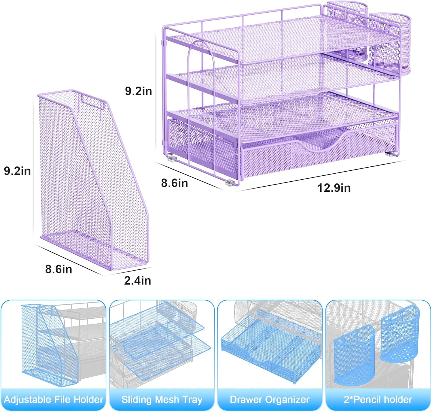 Gianotter Desk Organizers and Accessories with File Holder, 4-Tier Desk Accessor