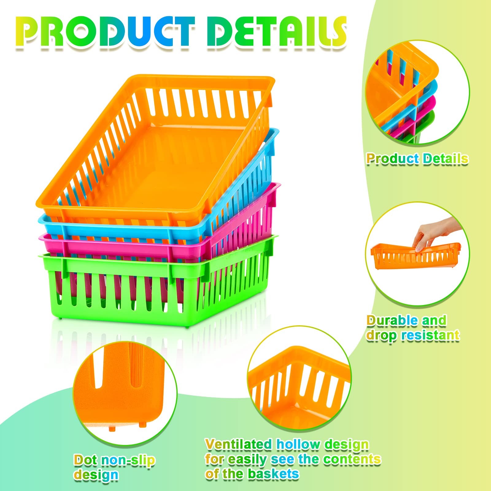 16 Pcs Classroom Storage Baskets Bins Crayon Holder Box Plastic Organizer Pla…