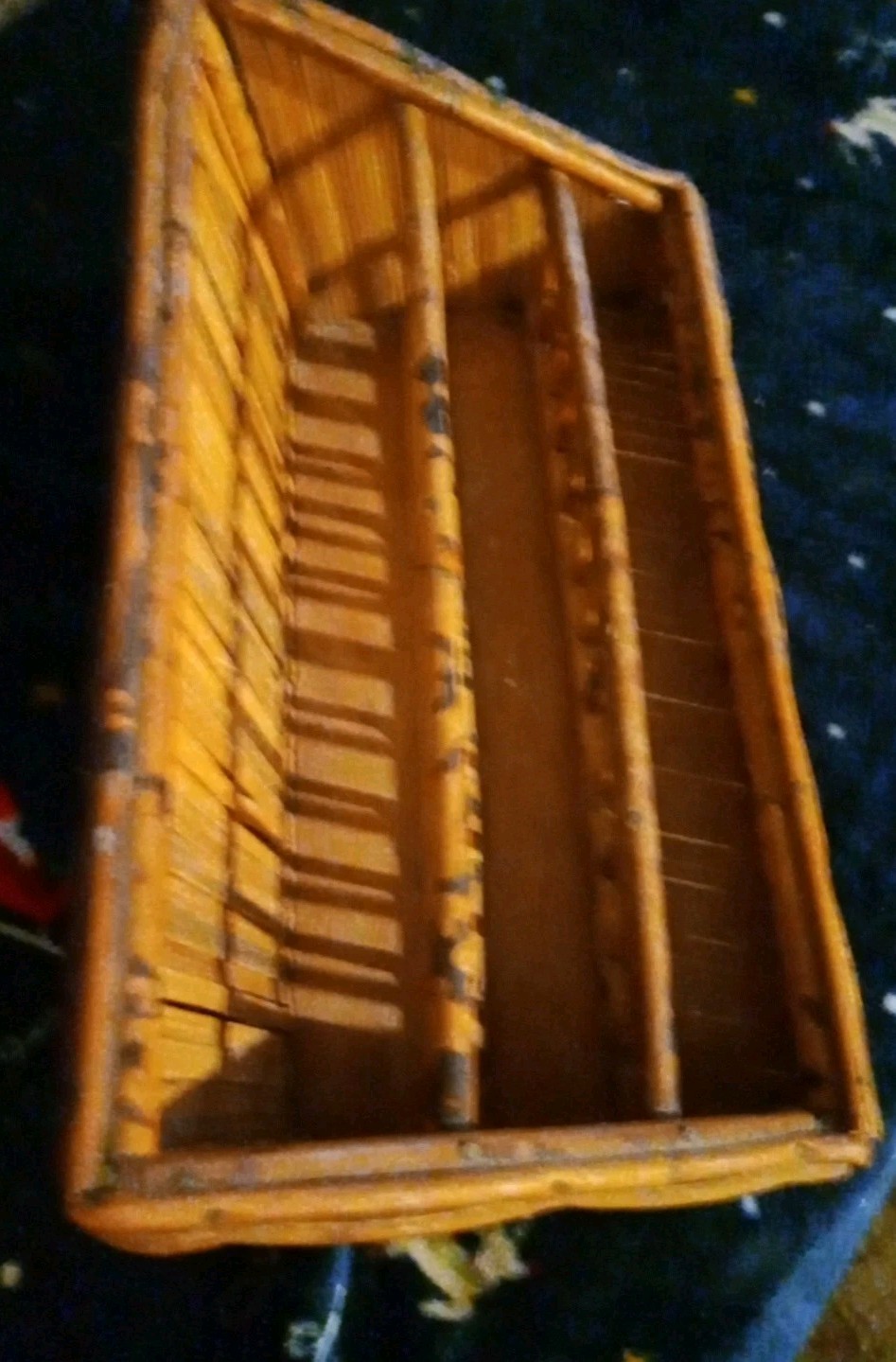 Vintage Bamboo Rattan Desk Mail Letter Holder Organizer