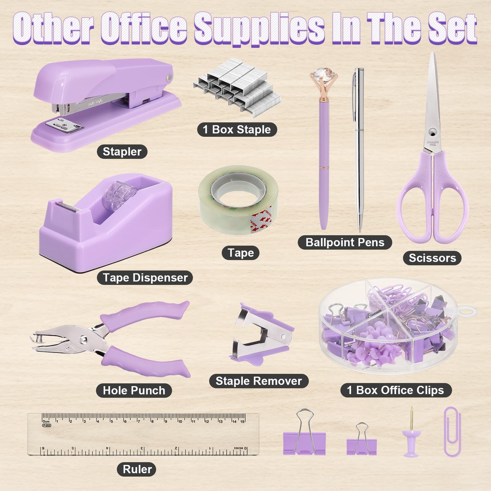 13-in-1 Office Desk Organizer Set with Stapler and Tape Dispenser, Pen Holder…