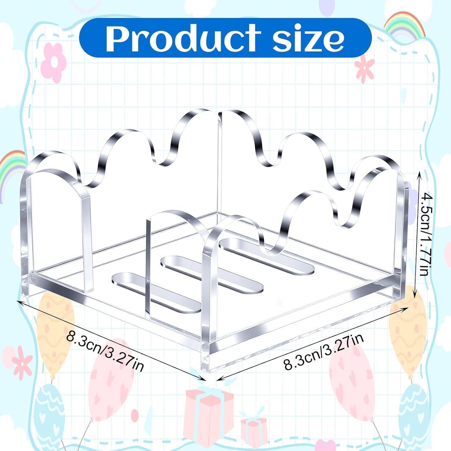 Scalloped Acrylic Sticky Note Holder Crystal Clear Desk Organizer 3.27in