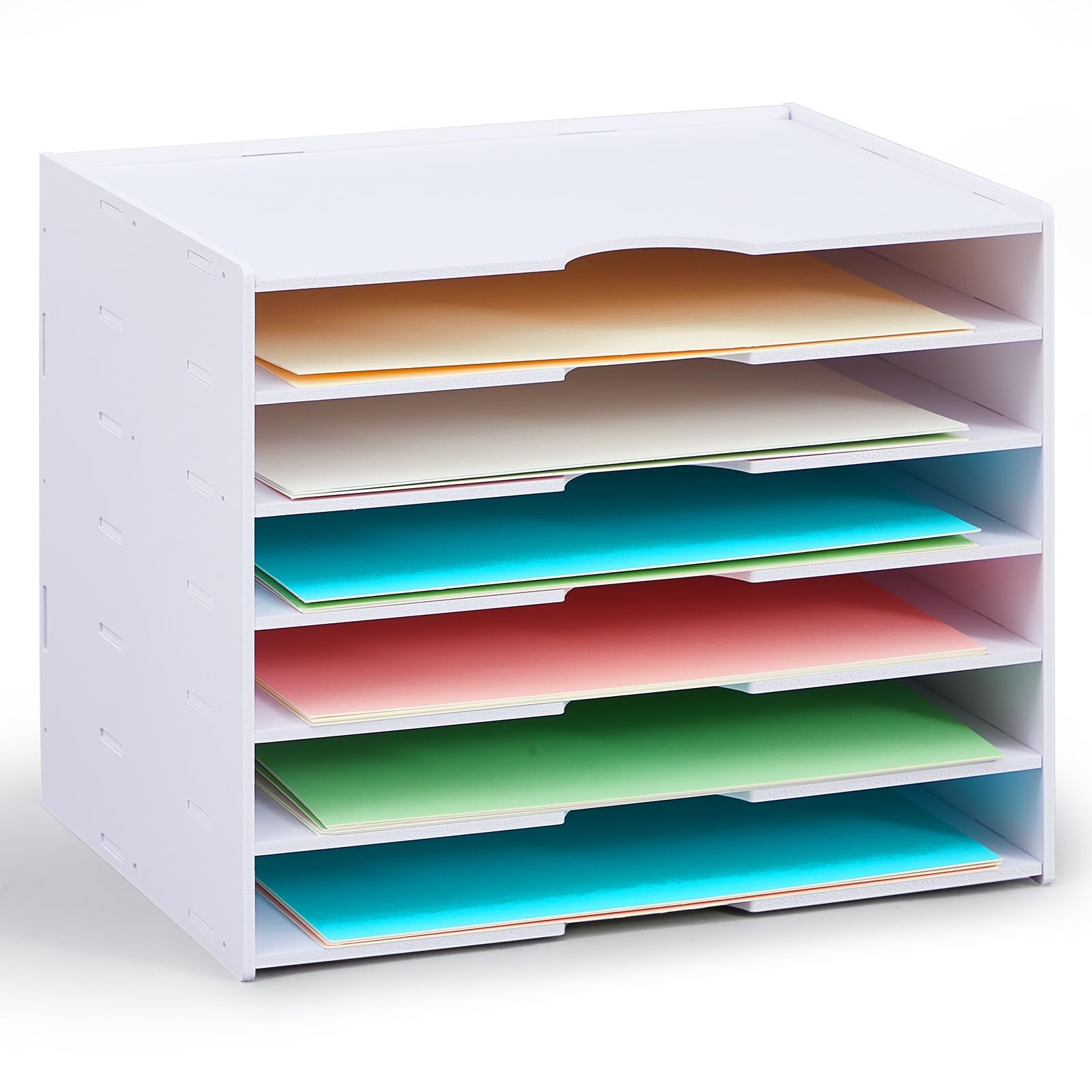 7 Tier Scrapbook Paper Tray Stackable Desk File Organizer 14.2×10.2×11.8 In