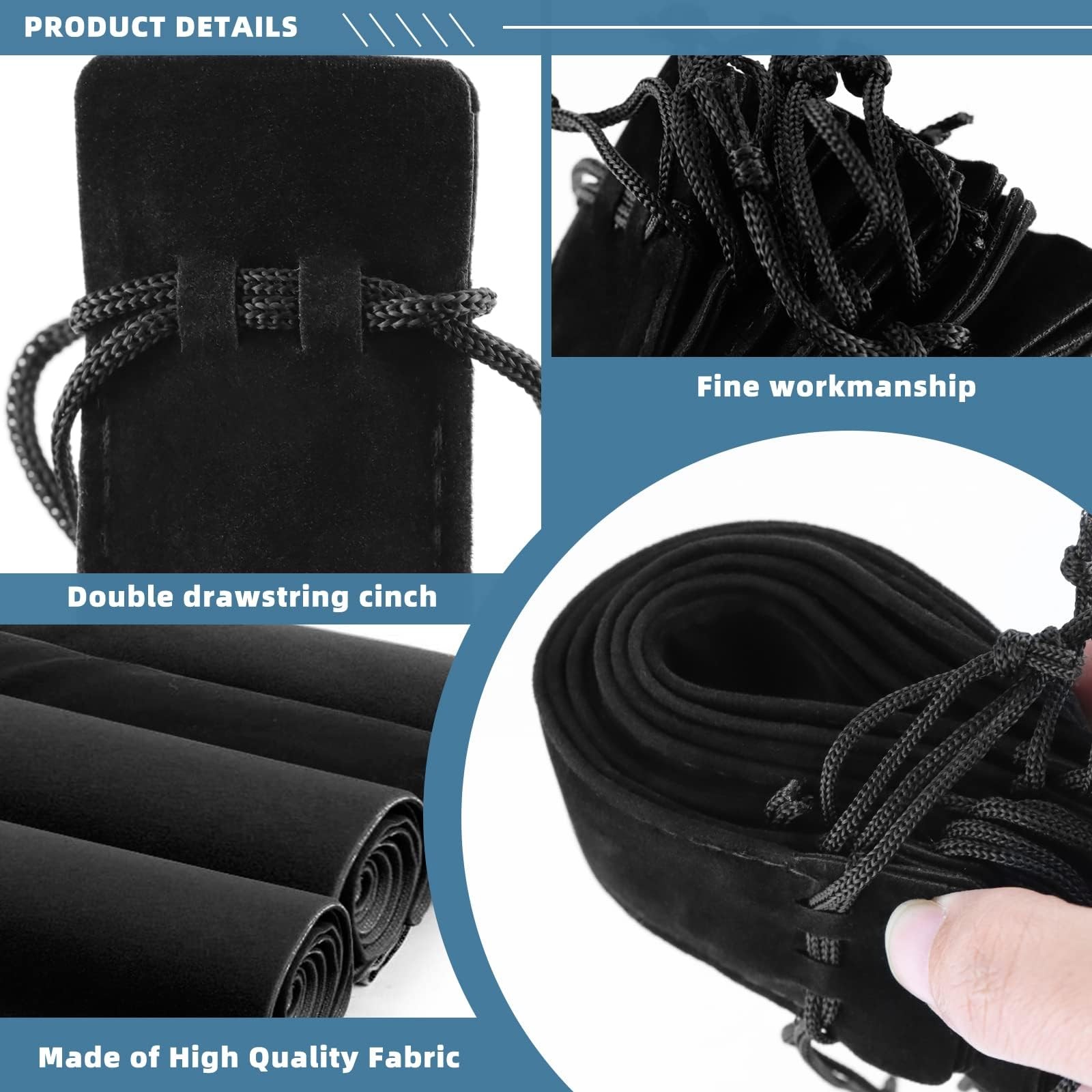 WFPLUS 50 Pieces Velvet Pen Pouch with Drawstring Pencil Sleeve Holders Pen B…