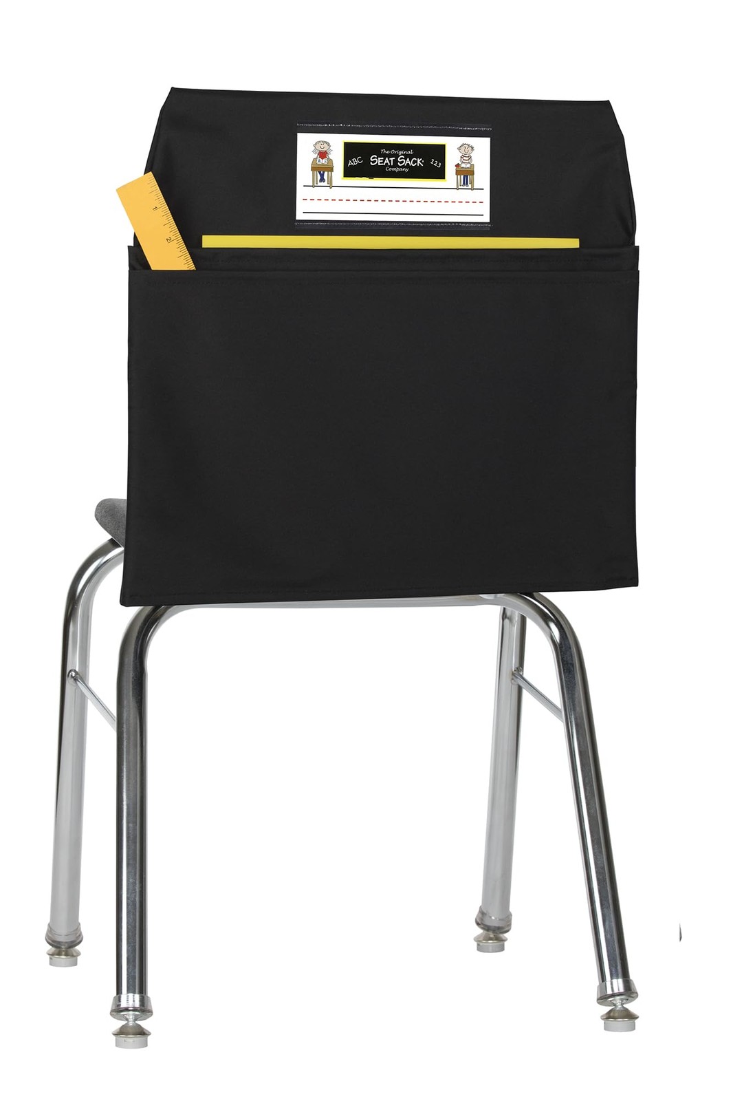 Black 14 Inch Double Pocket Chair Storage Organizer For Classroom Seating