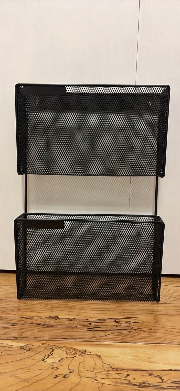 Black Metal Mesh Wall Mount File Organizer Rack