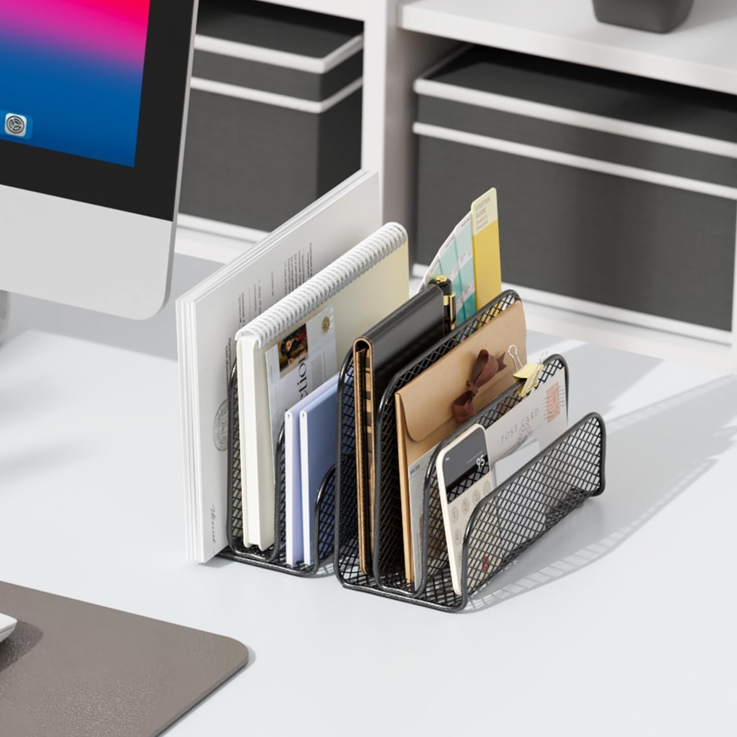 Mail Organizer Countertop, Metal File Holder with 3-Slot, Bill Organizer for …