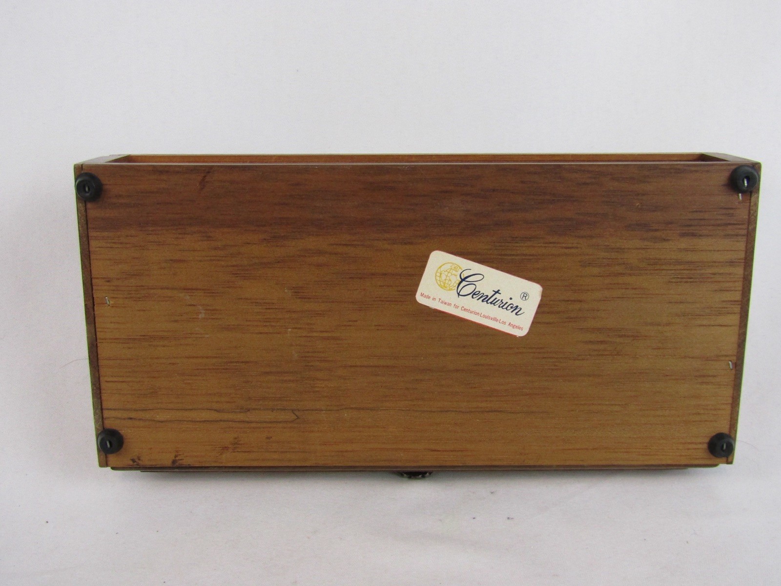 Vintage Centurion Wood Desk Caddy-Brown-Felt Lined Drawer-Envelope Holder-EUC