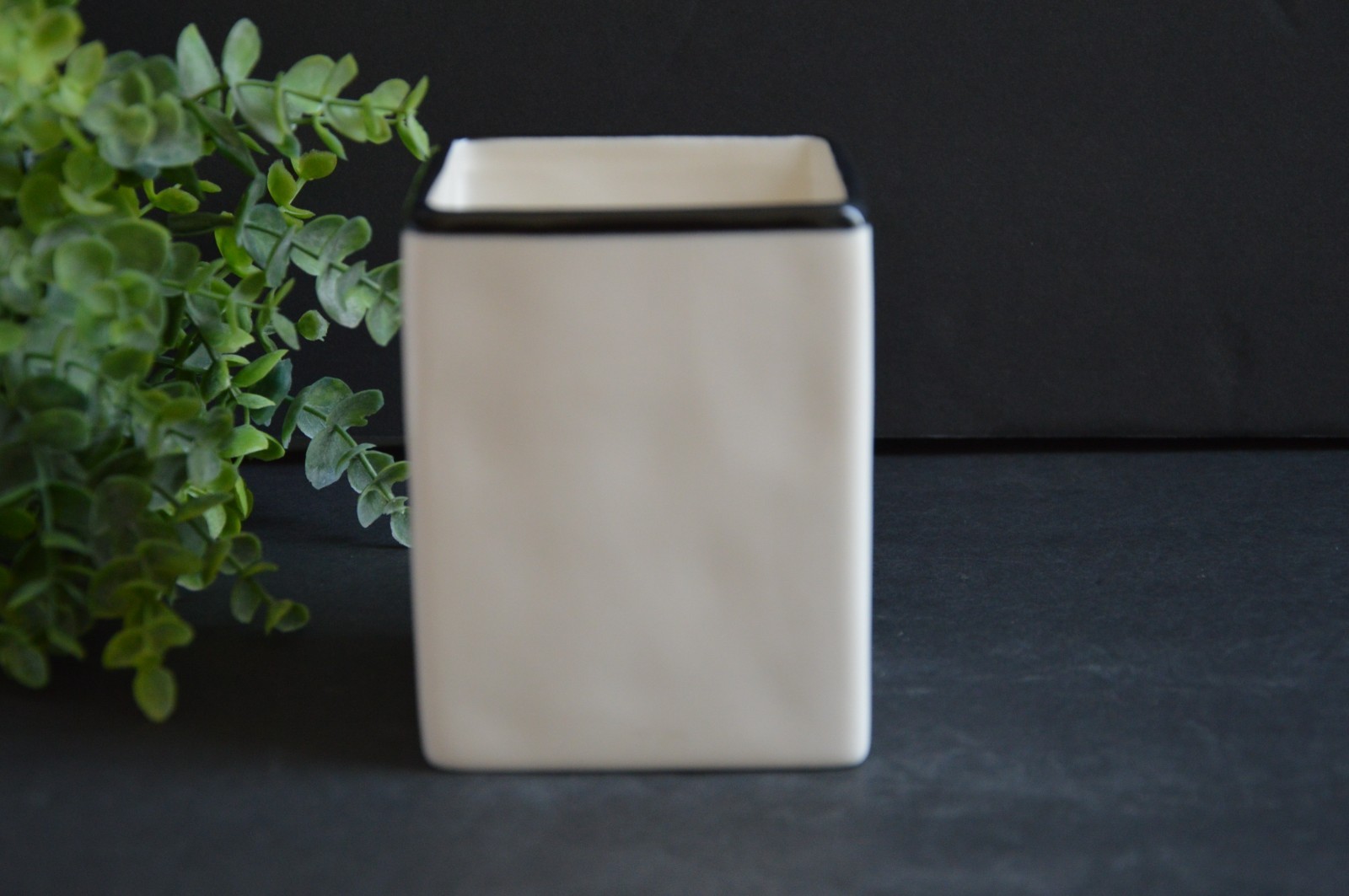 New Rae Dunn By Magenta Black & White FOCUS Ceramic Pen and Pencil Holder
