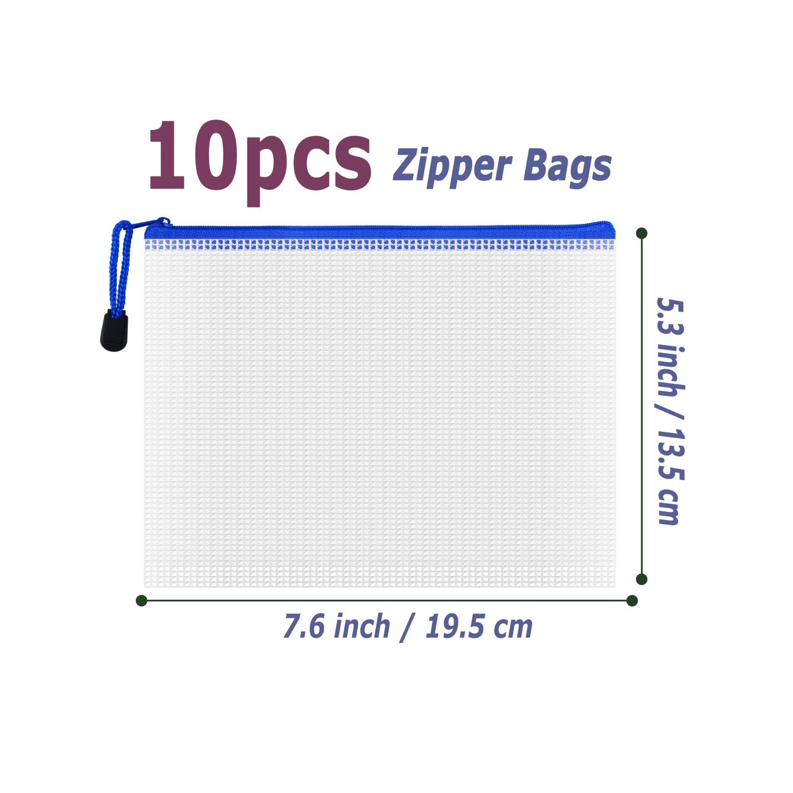 10 Pcs Zipper File Bags, Waterproof Plastic Mesh Pouch for Office School, Boa…