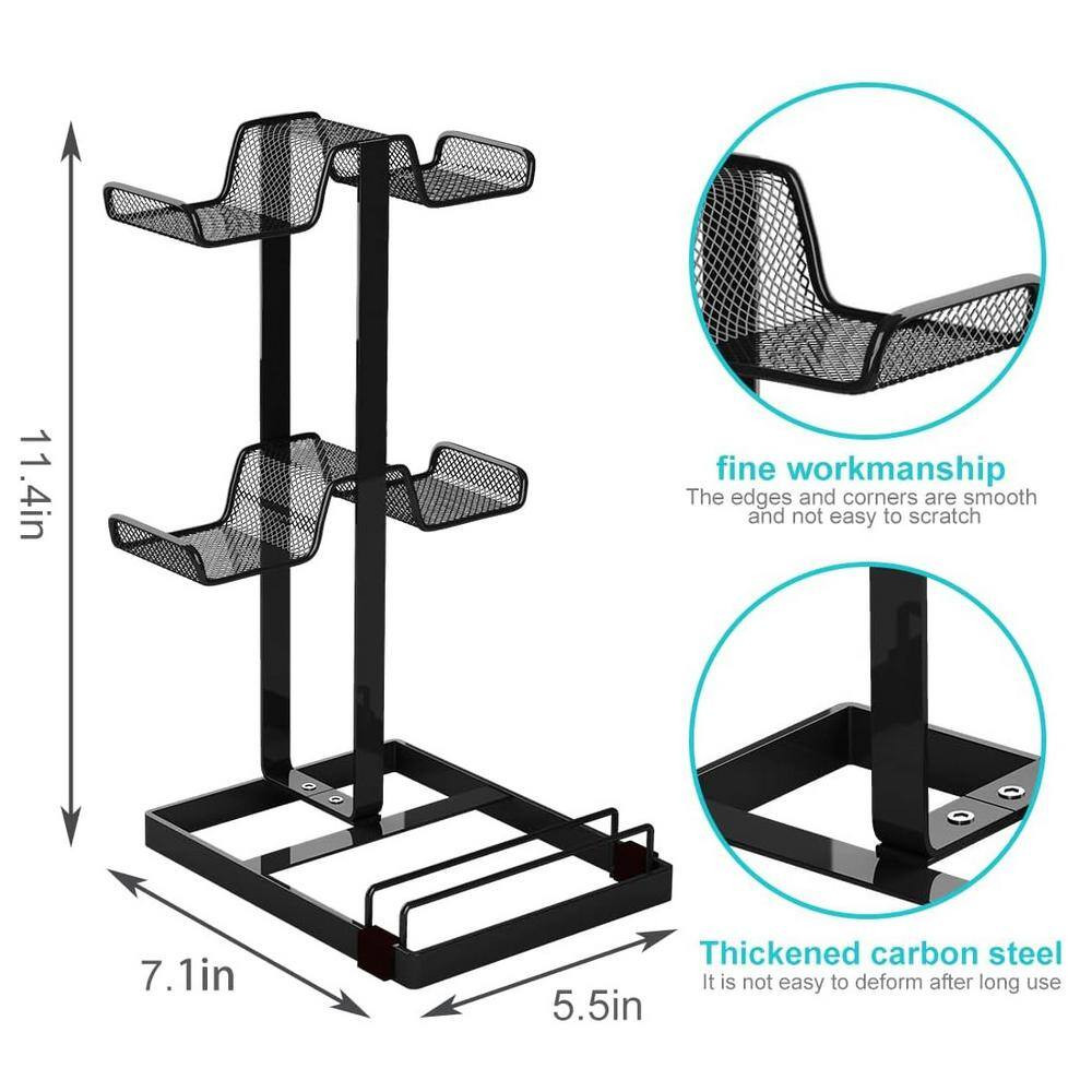 Black Metal Desk Holder Stand, Freestanding Storage Organizer Rack for Game Cont