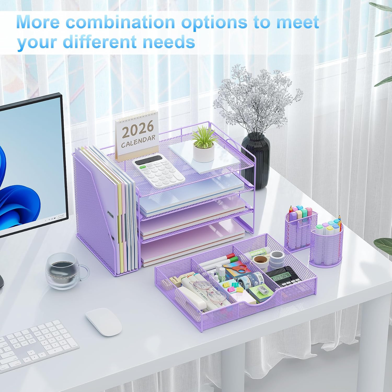 Gianotter Desk Organizers and Accessories with File Holder, 4-Tier Desk Accessor