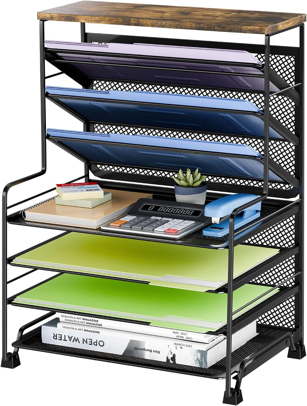 8-Tier Desk File Organizer for Office, Home or School, Black