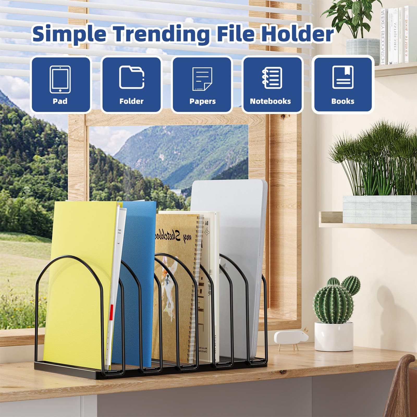 Simple Trending 9 Section Metal File Sorter Organizer for Desk Home Office, Blac