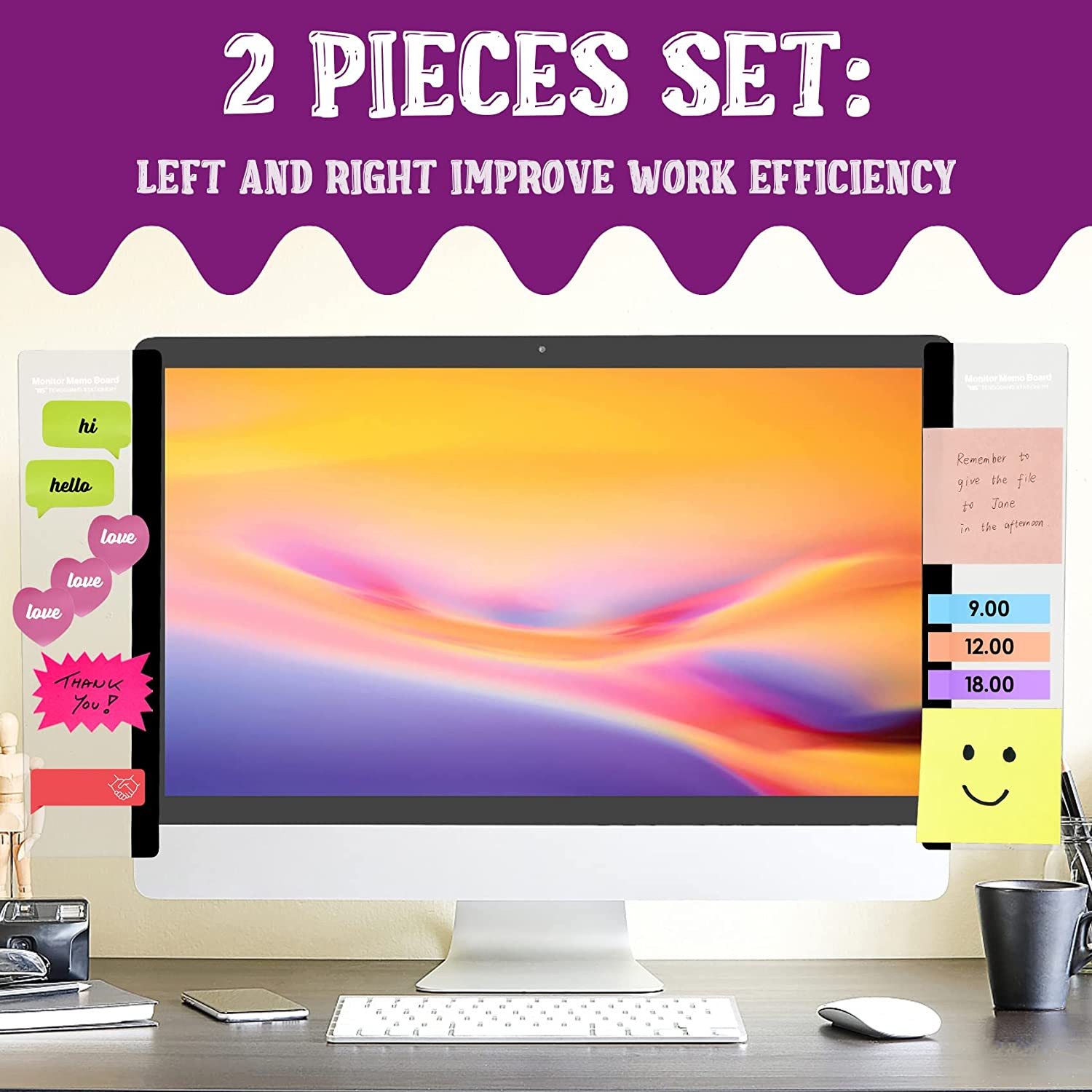 MDOZQ Office Desk Accessories 2Pcs Computer Monitor Memo Board Message Board Sup