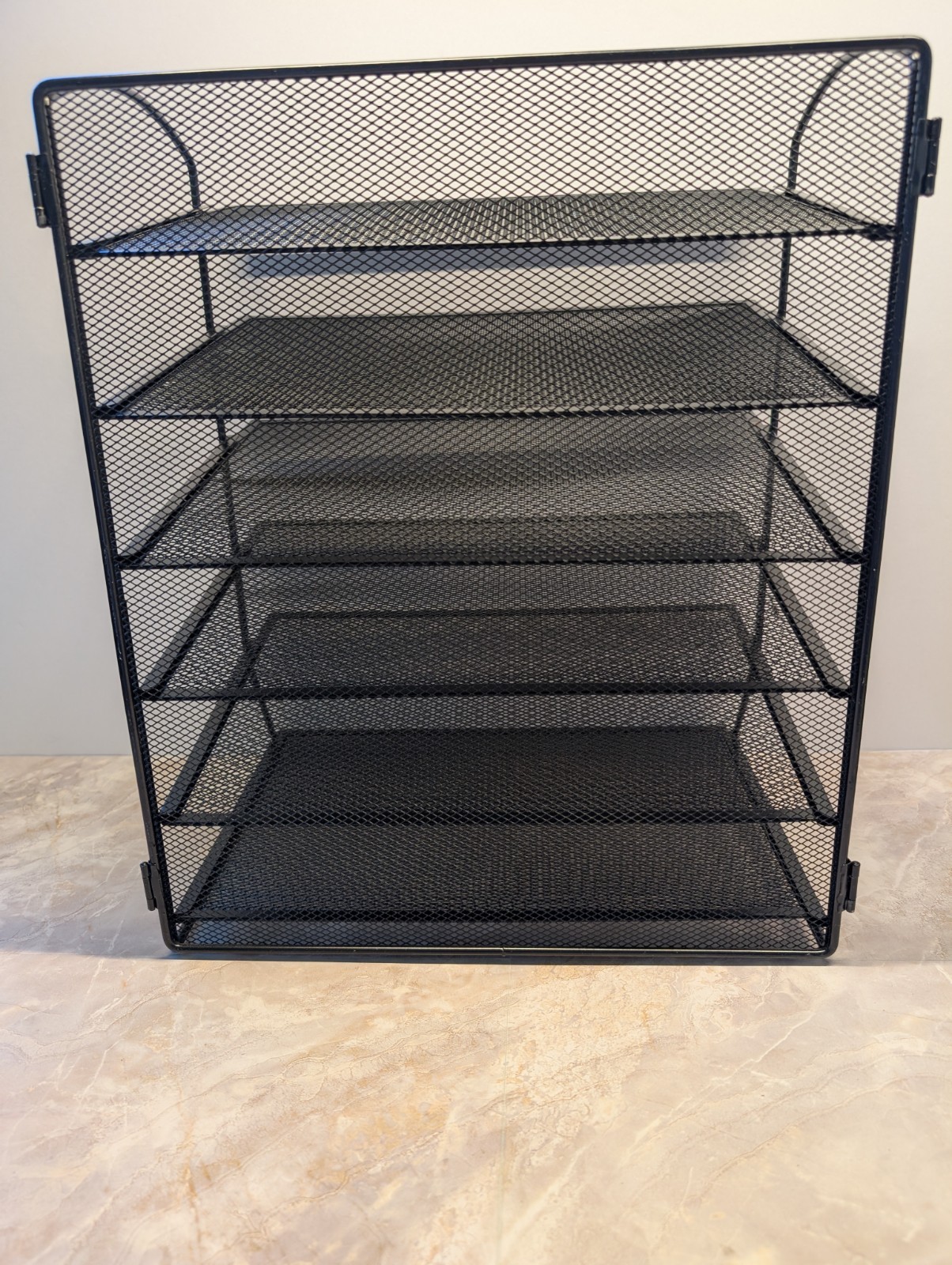 6 Tier Desktop Document Letter Tray Desk Organizer Black Metal Office