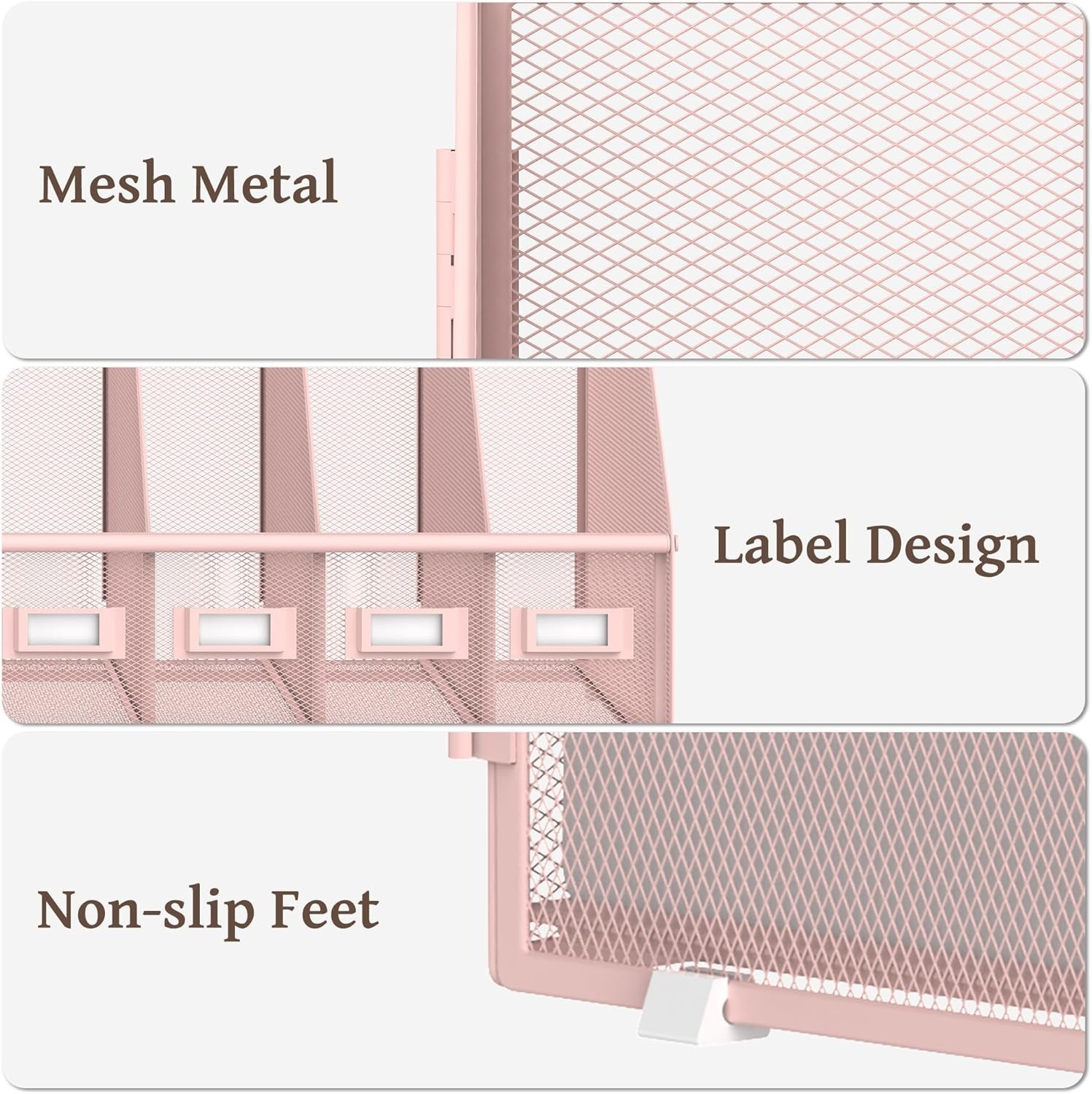 Metal Desk File Holder 5 Compartments Magazine Organizer Rack Pink
