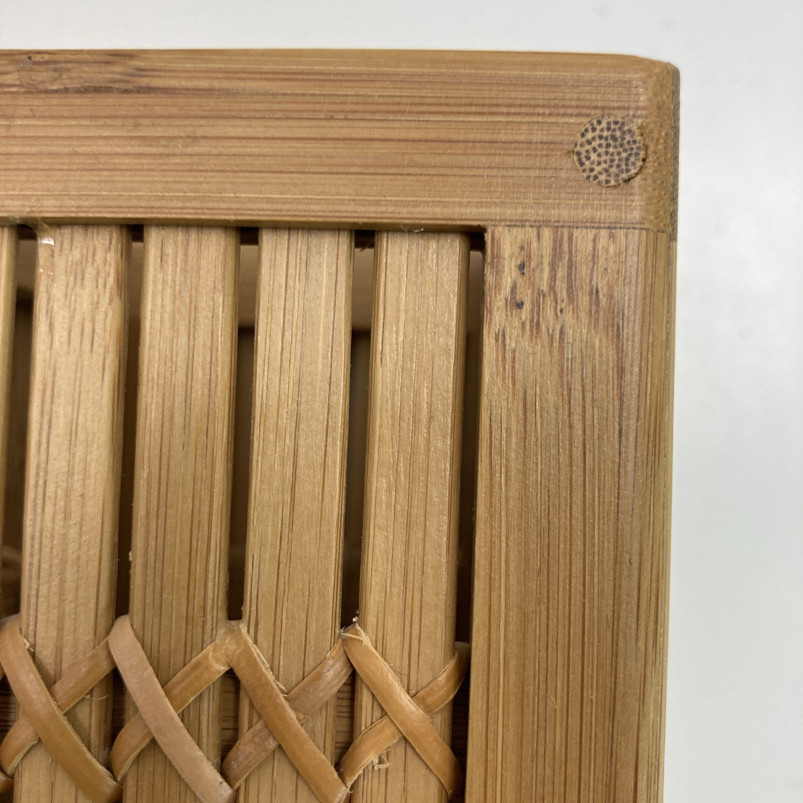 Vtg Bamboo Rattan MCM Planter Desk Organizer 4.5″