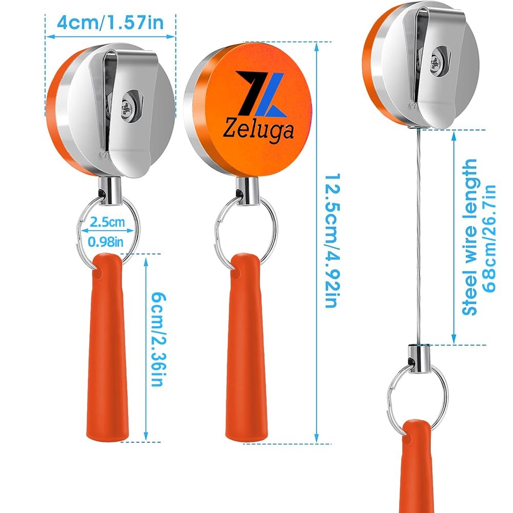 25-514 6Pcs Retractable Pull Pen Pencil Holder with 26” Steel Pull Wire, Elasti