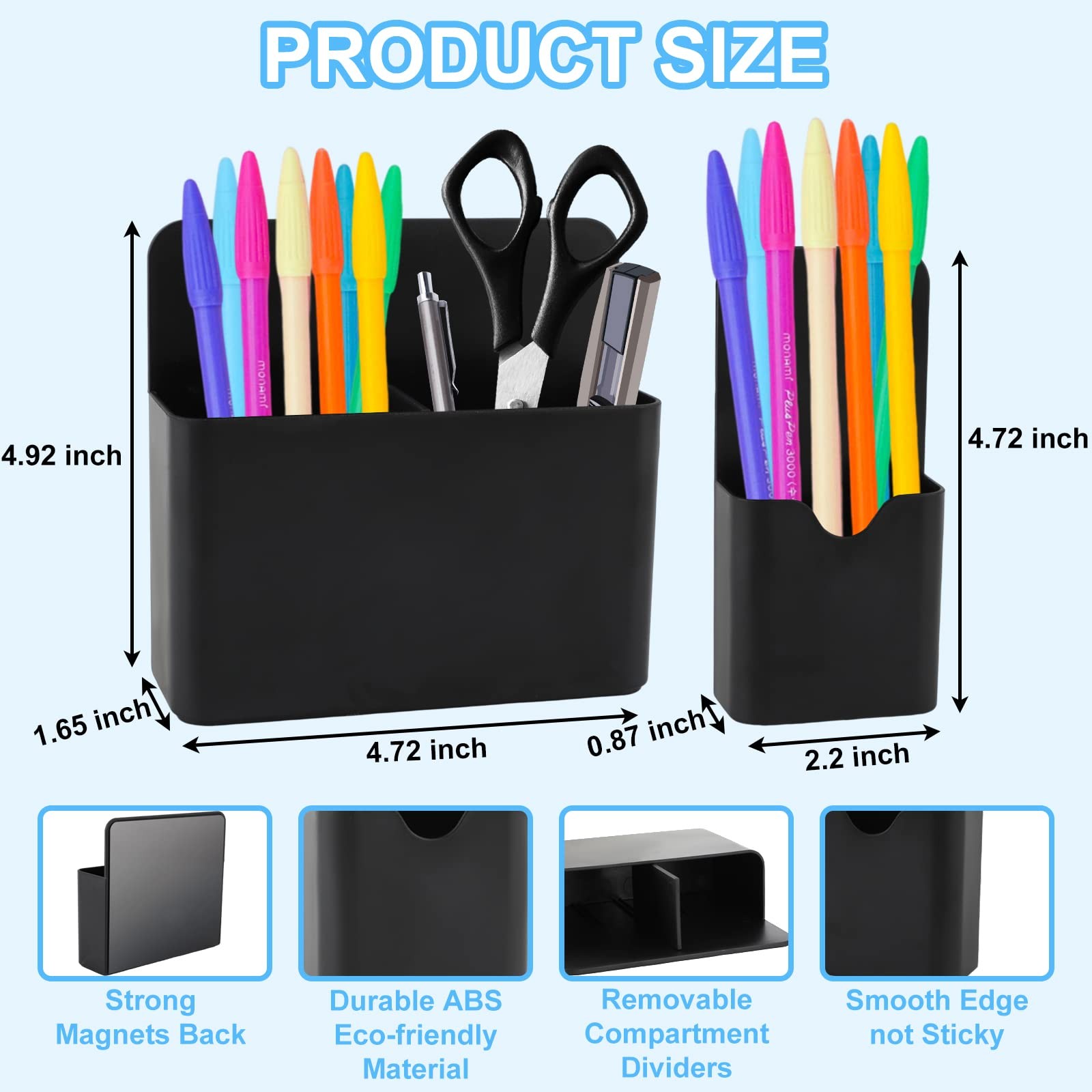 KITANIS Magnetic Pen Holder,2 Pack Dry Erase Marker Holder Black