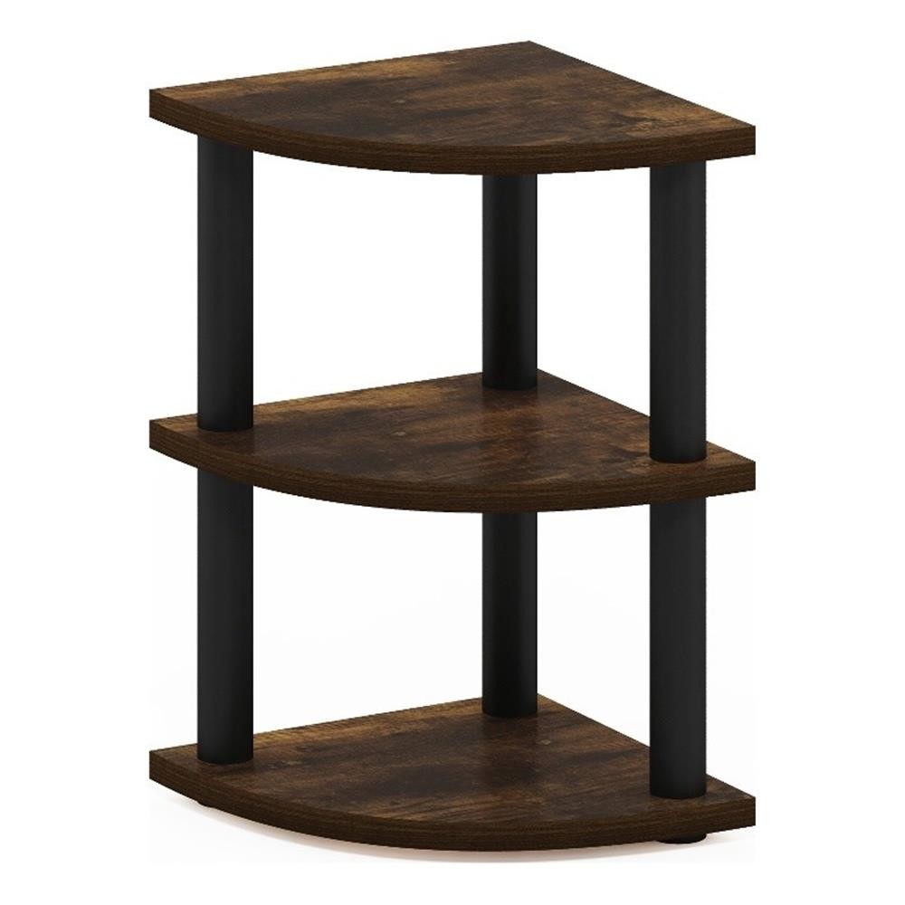 Furinno TURN-N-TUBE 3-Tier Corner Countertop Organizer Shelf in Amber Pine/Black
