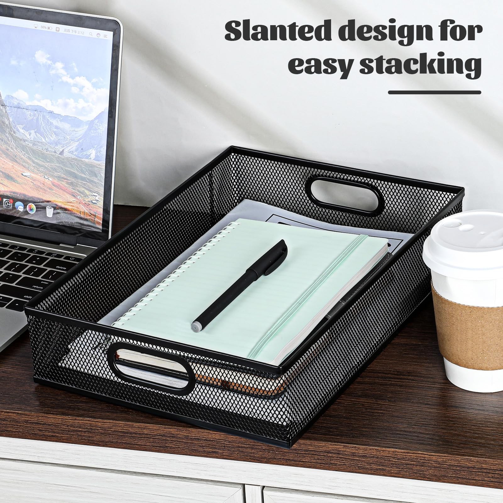 Desk Drawer Organizer A4 Large Black Mesh Portable Paper Letter Mail Basket