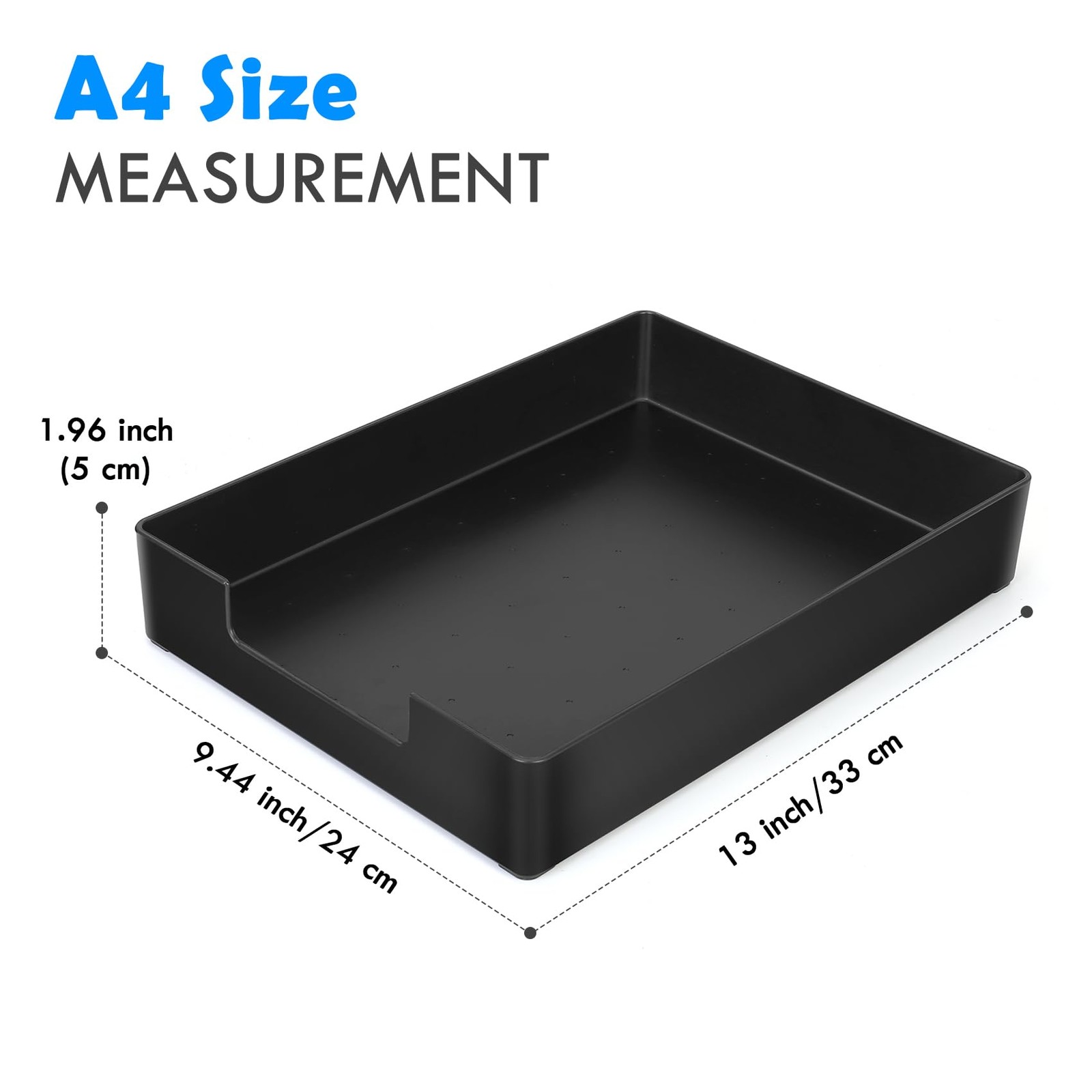 EsOfficce Letter-Size Tray, 2PCS Plastic Stackable A4 Paper Black 2pcs