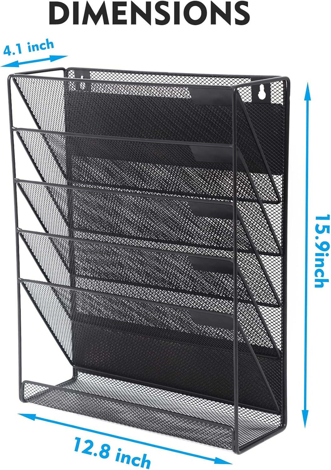 Magnetic File Organizer Mesh 6-Tier, Hanging Wall Mount File Organizer Vertical