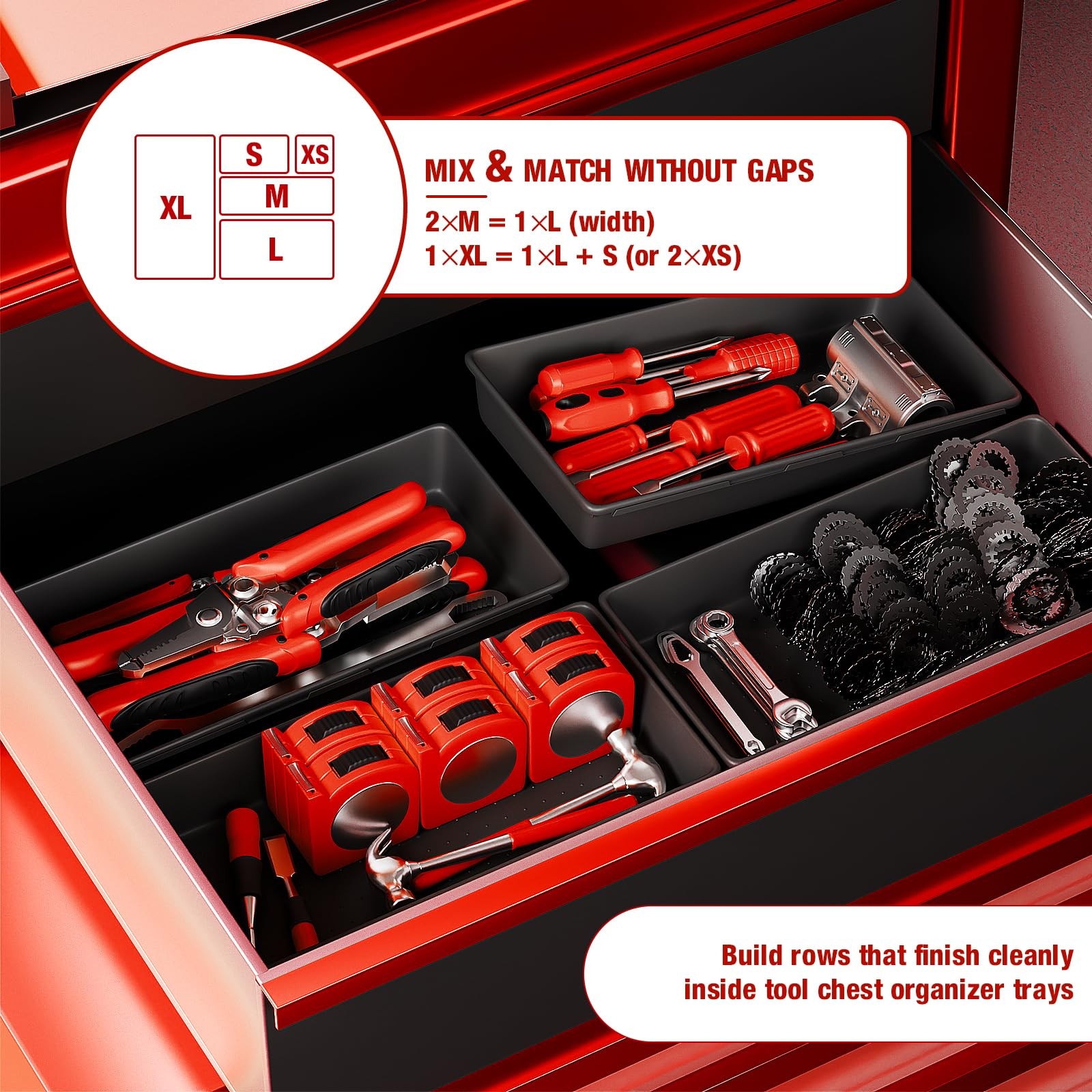 inihpocv 【48PCS & 5 Sizes】 Tool Box Organizer Tray, 2 inches, 48PCS(5 size)