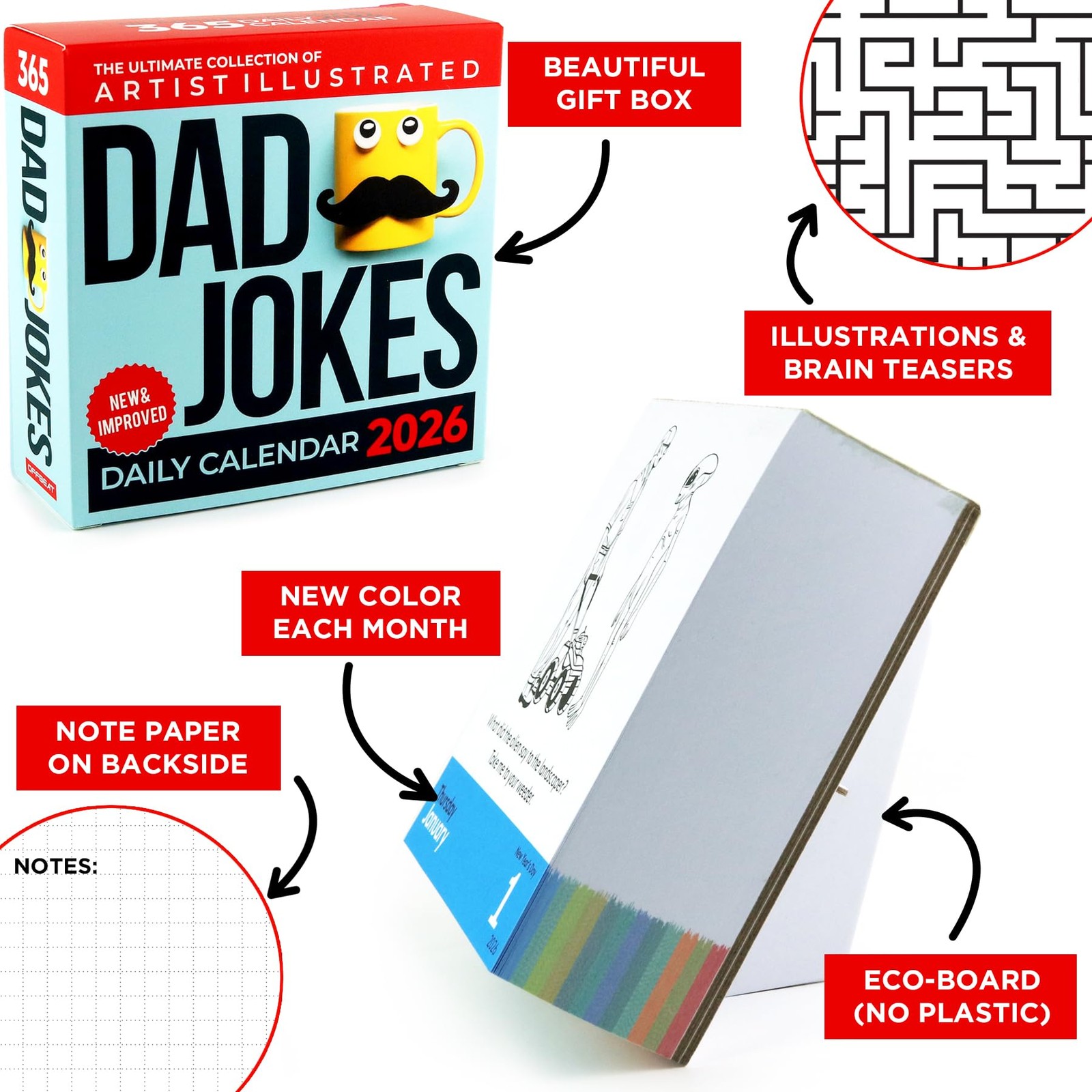 Dad Joke Desk Calendar 2026 – Unique Fun Gift For 365 2026 DAD EDITION