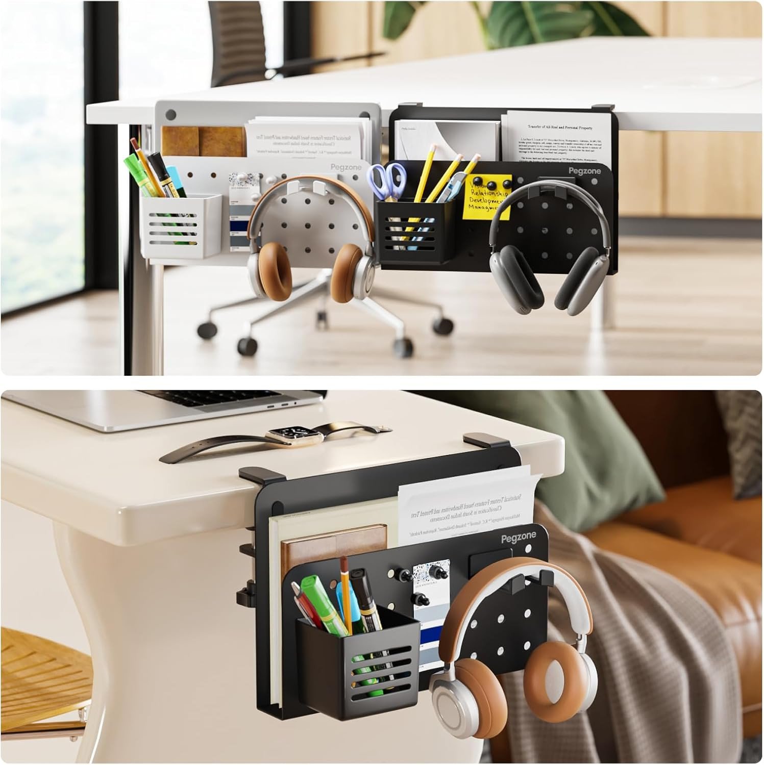Desk Side Storage Organizer, No Drill under Desk Laptop Holder, Clamp on Desks S