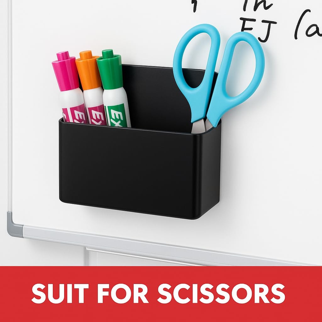 BEYGORM 2 Pack Plastic Magnetic Pen Holder for Refrigerator, Dry Erase black