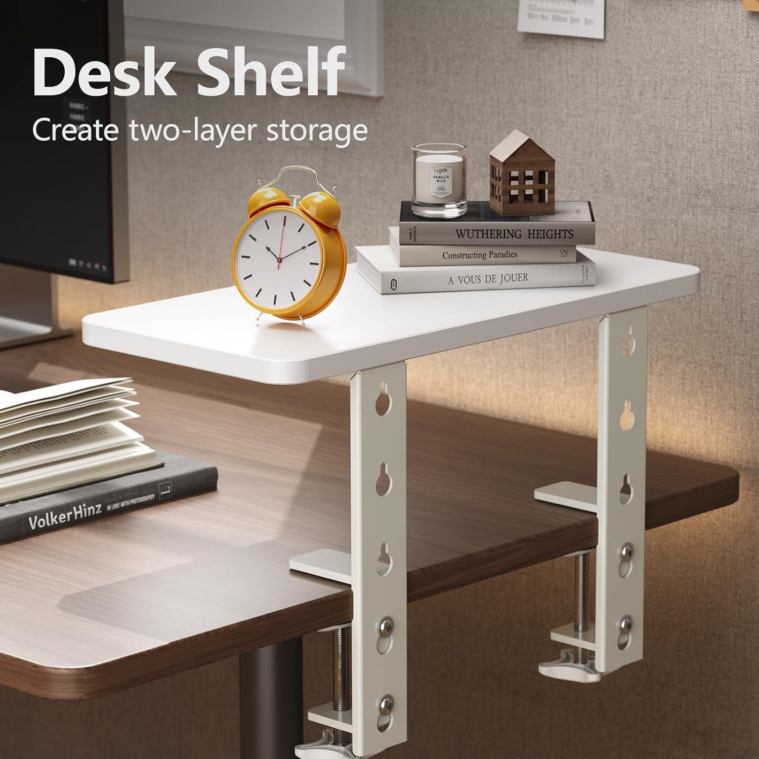 3 in 1 Clamp-On 15.7″×7.5″ Desk Extender, Heavy-Duty Side/Top Desk Organizer She