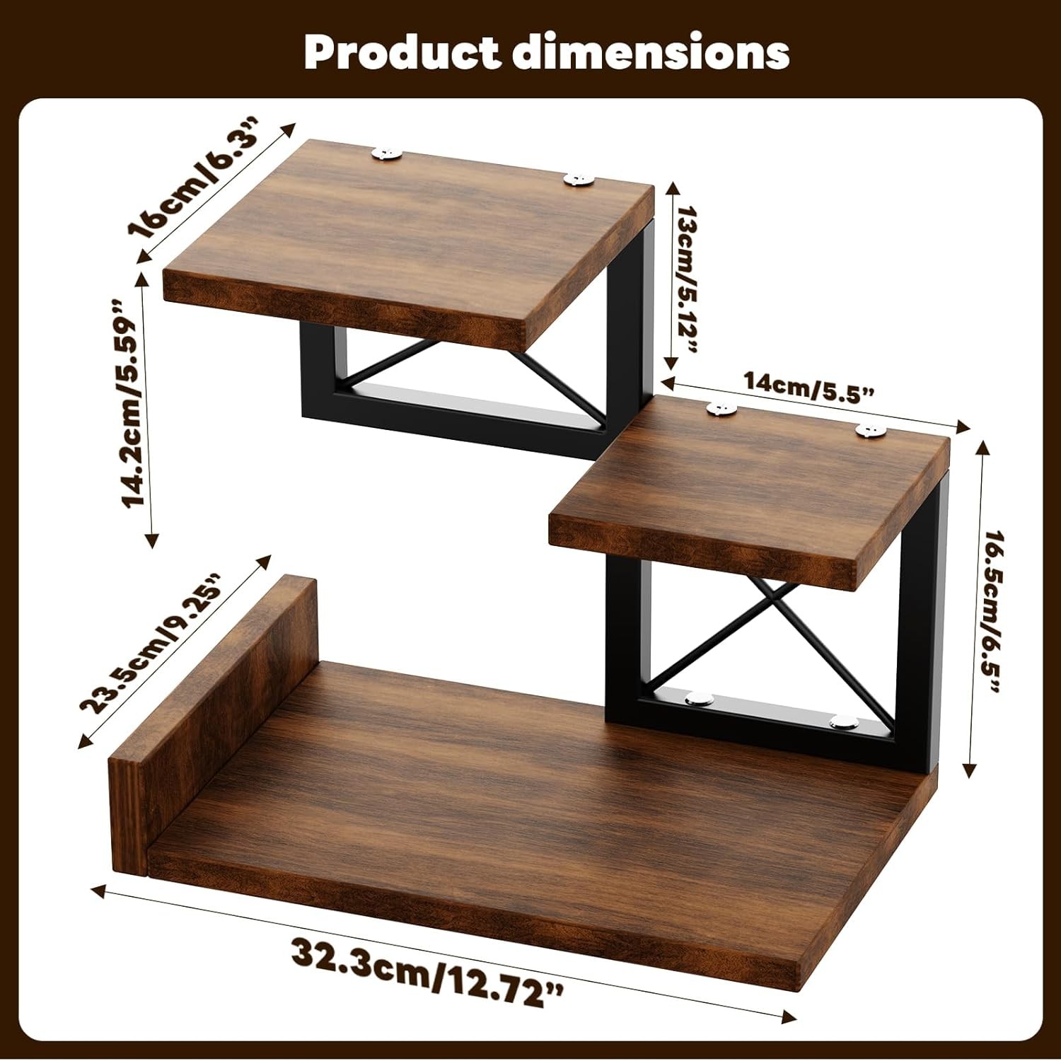 Abiglifty Desk Shelf Organizer, Wooden Desktop Organizers, 3 Tier Desk Hutch Sma