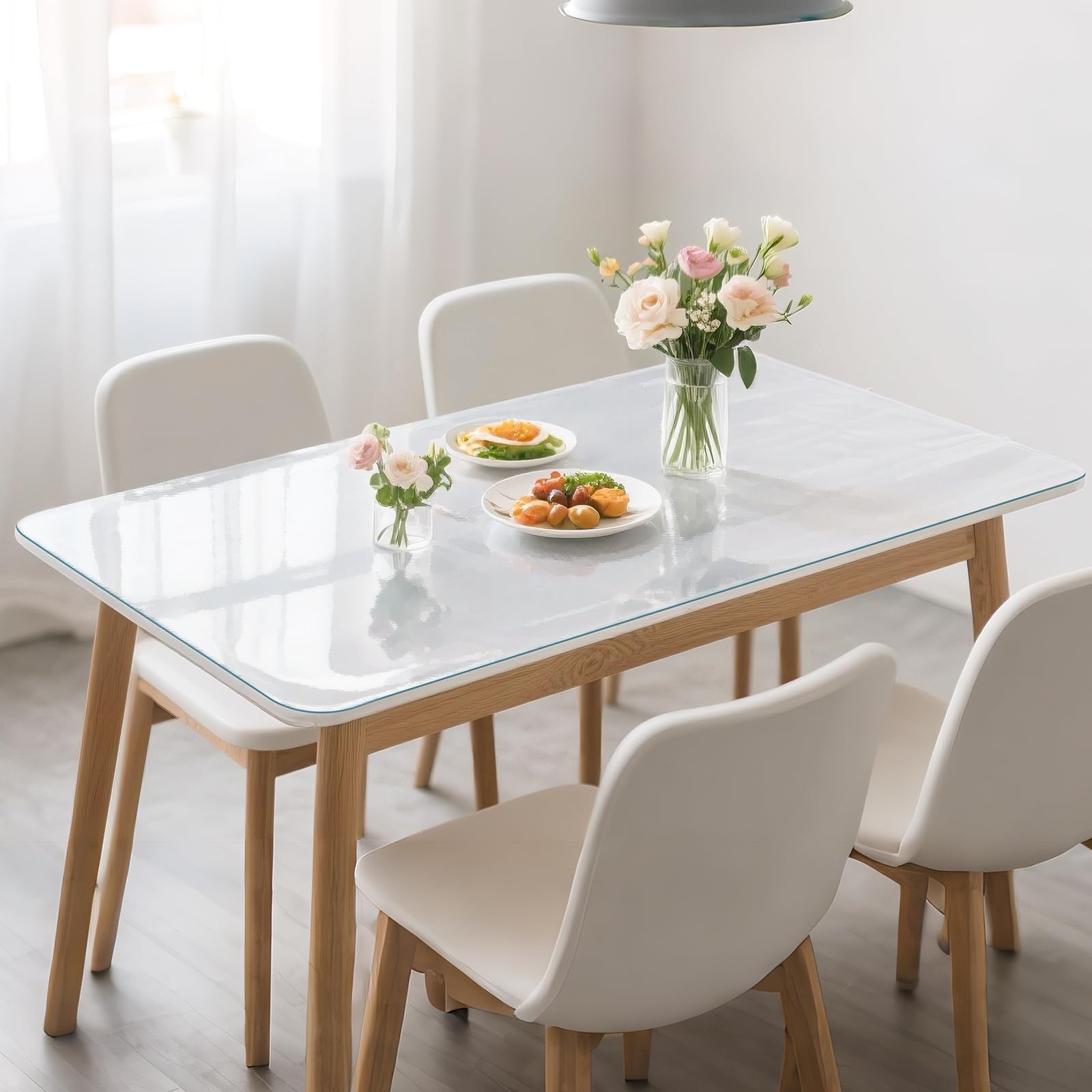 ProsperJoyChant Frosted Table Protector 42 x 84 Inch, 1.9mm Thick Waterproof PVC