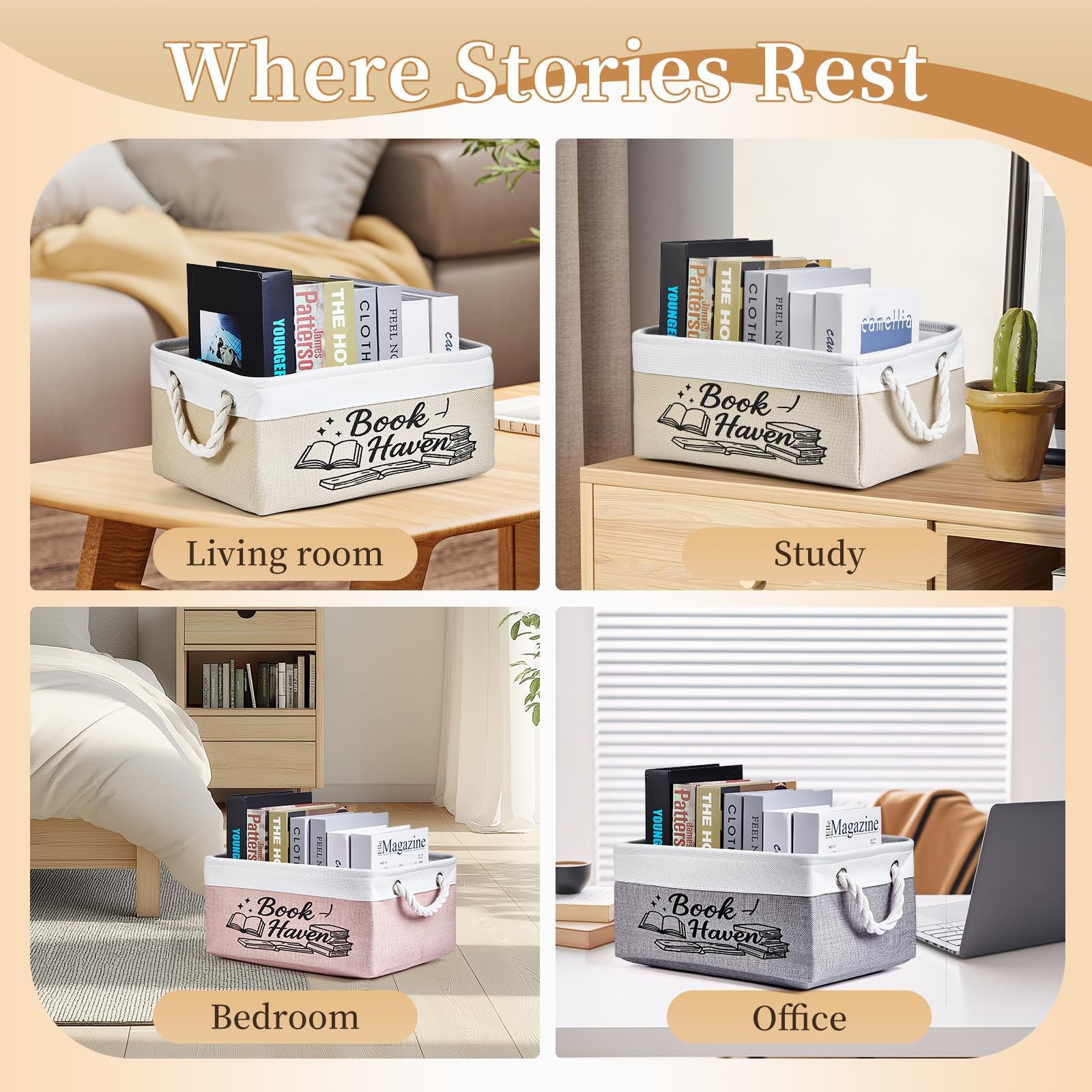 Book Lover Storage Basket Reading List Organizer Bin Bookworm Teacher Gift