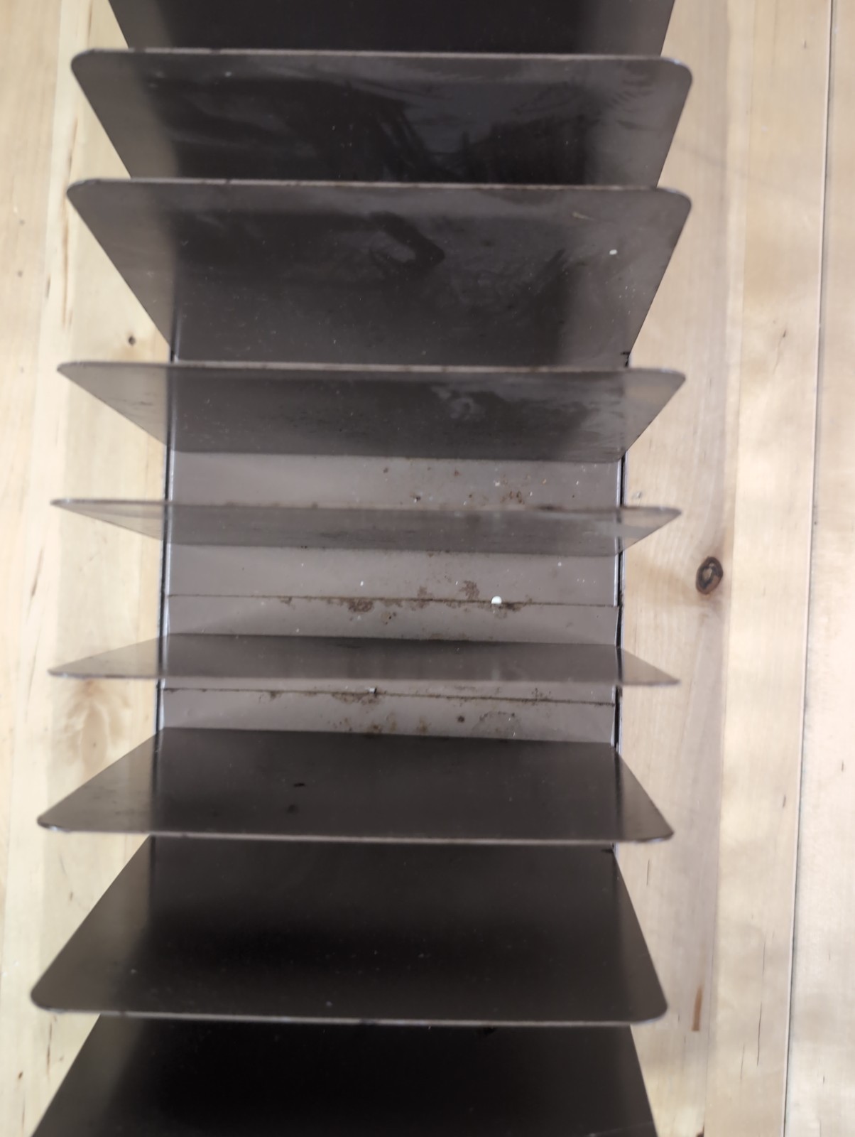 Vtg. 18 Slot Brown Metal Industrial Paper File Sorter /Desktop Organizer Large
