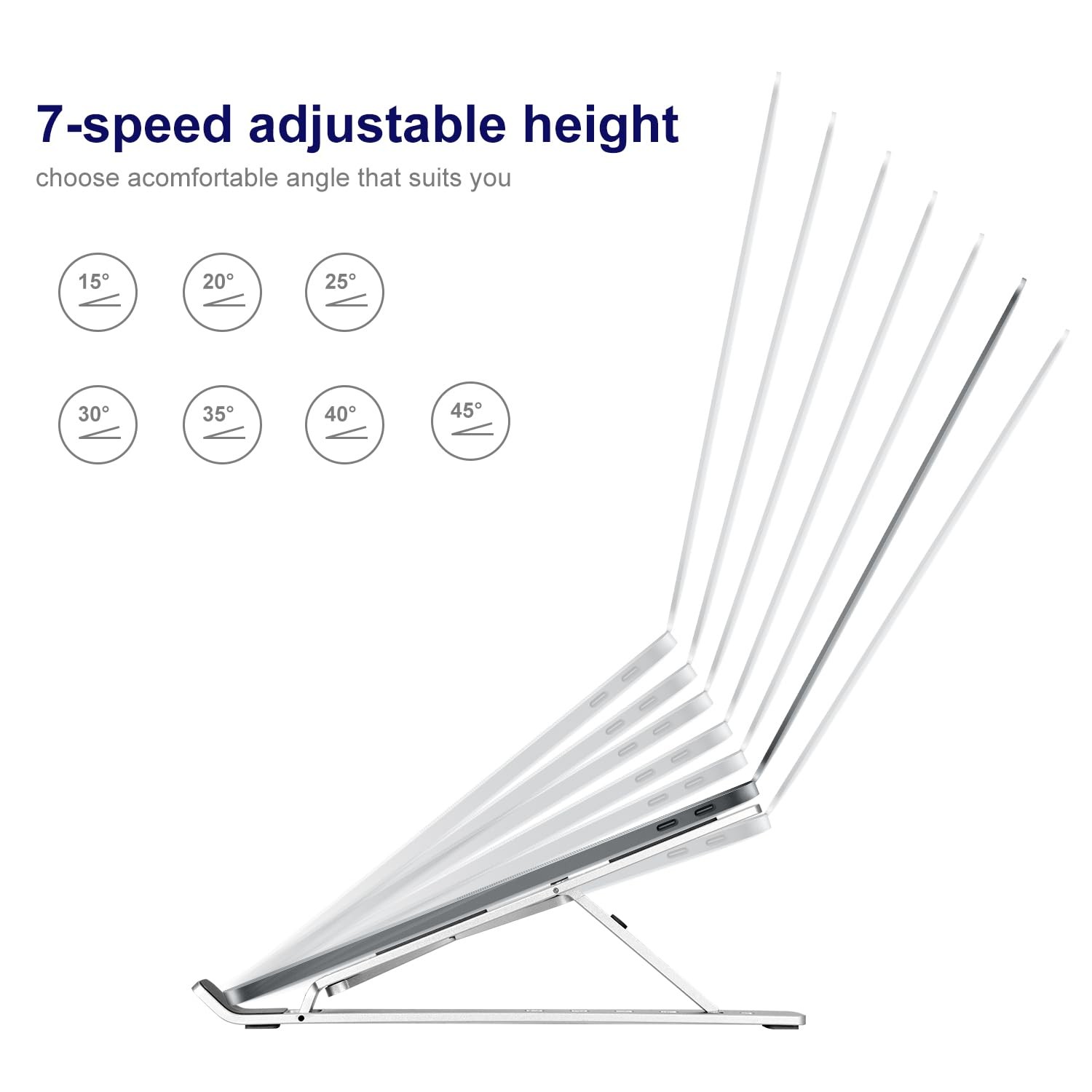 weourwe Ergonomic and Foldable Laptop Stand for Desk, Adjustable Silver
