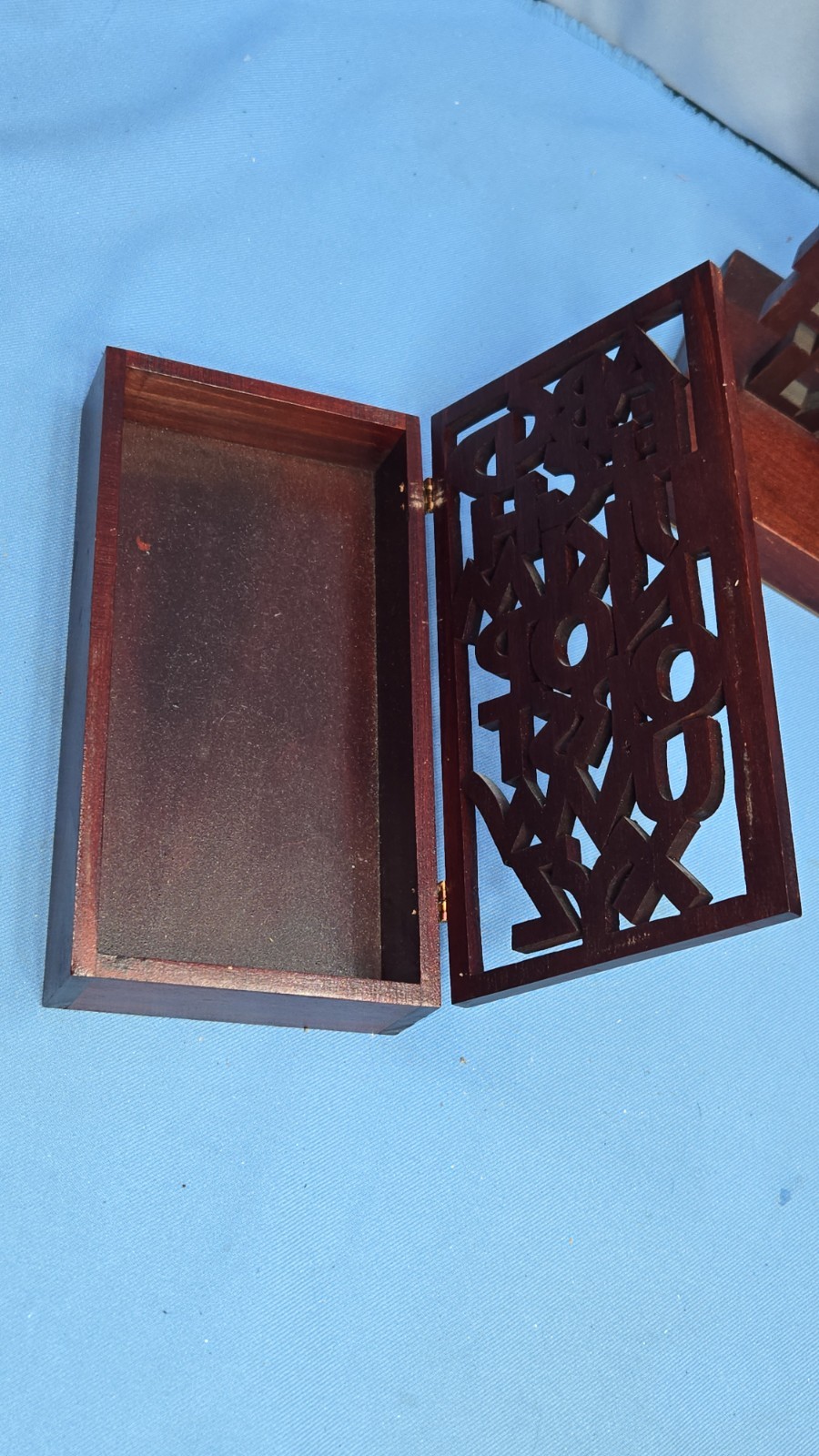 Alphabet Carved Wood Desk Library Bookcase Organizer Holder Set Bookends Box Pen