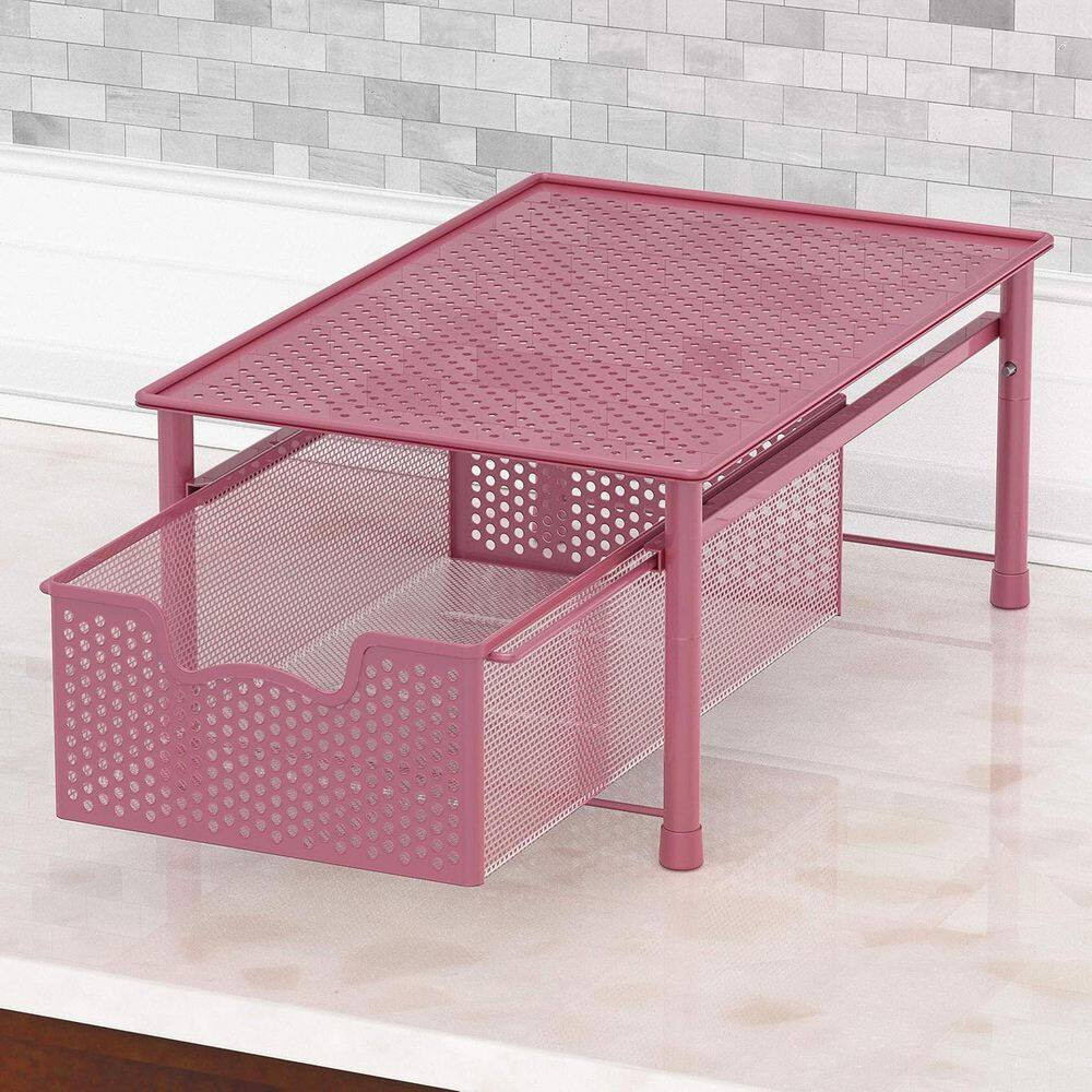 Pink 11 In. X 7.5 In. Metal Modern Sliding Desk Organizer Drawer