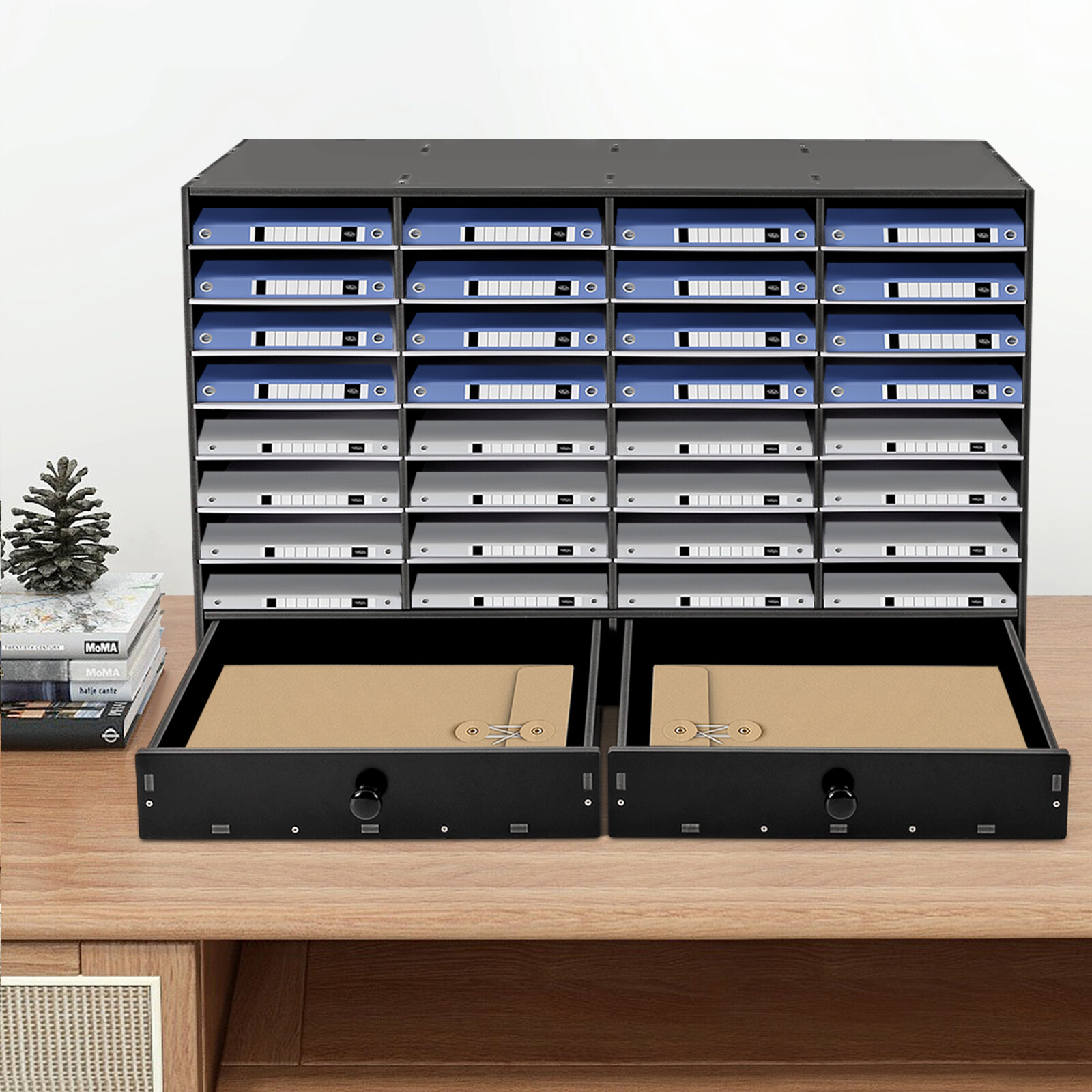 Adjustable PVC 32-Slot Shelf Organizer for Desk, Folders & Mail
